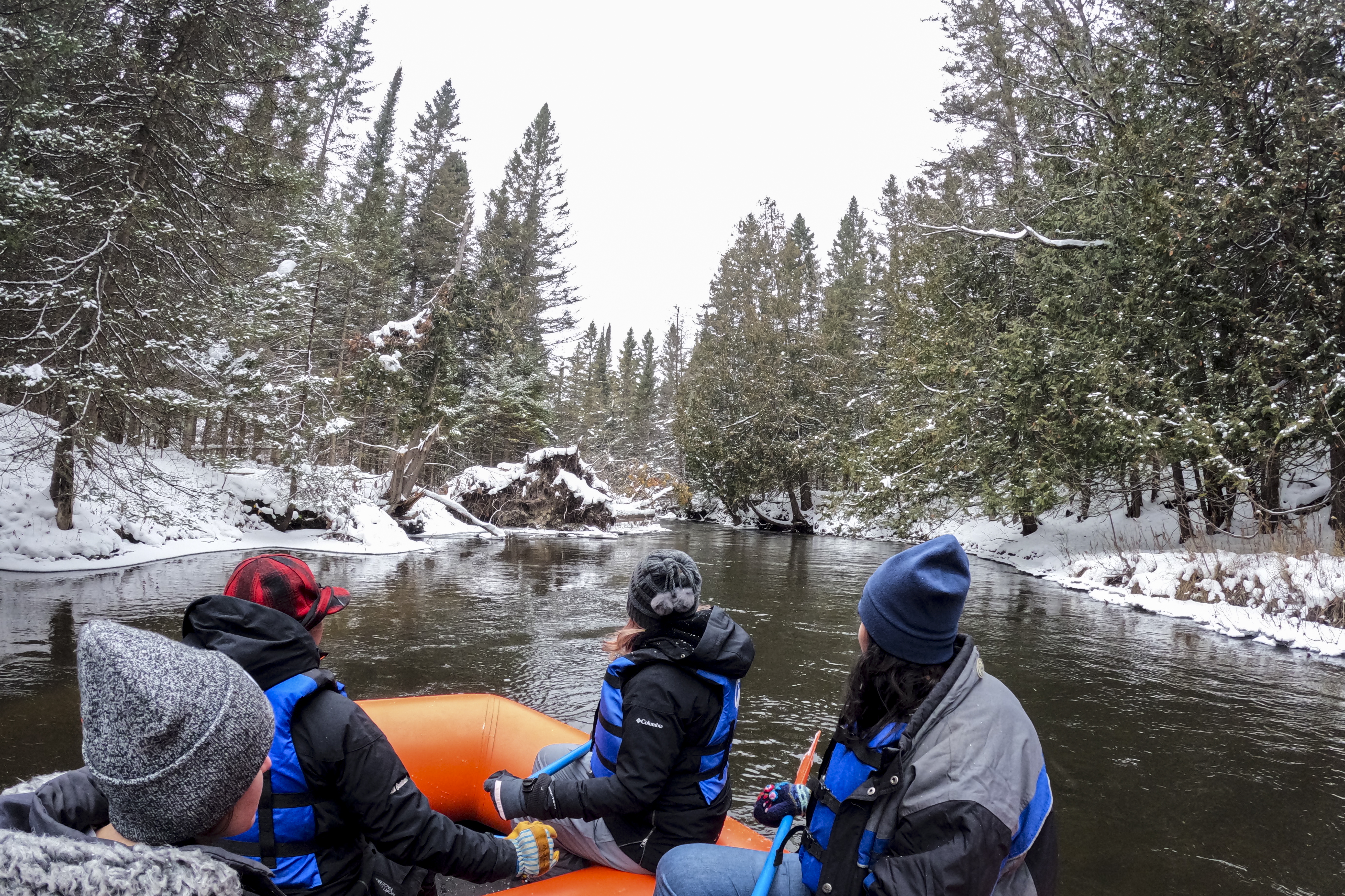 You can go winter rafting in Michigan on the fastest-flowing river