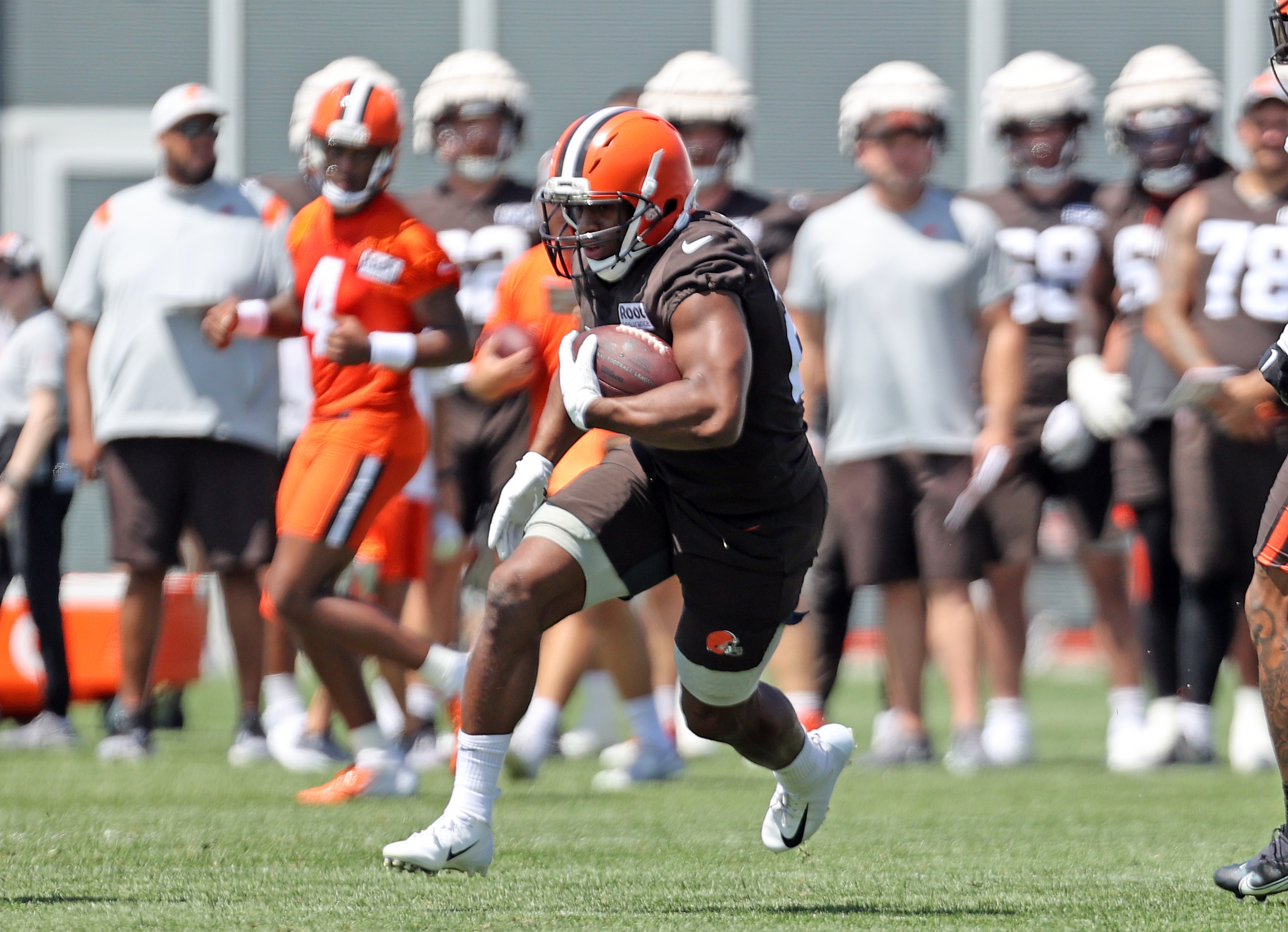 Cleveland Browns punter Joseph Charlton (8) kicks the ball away