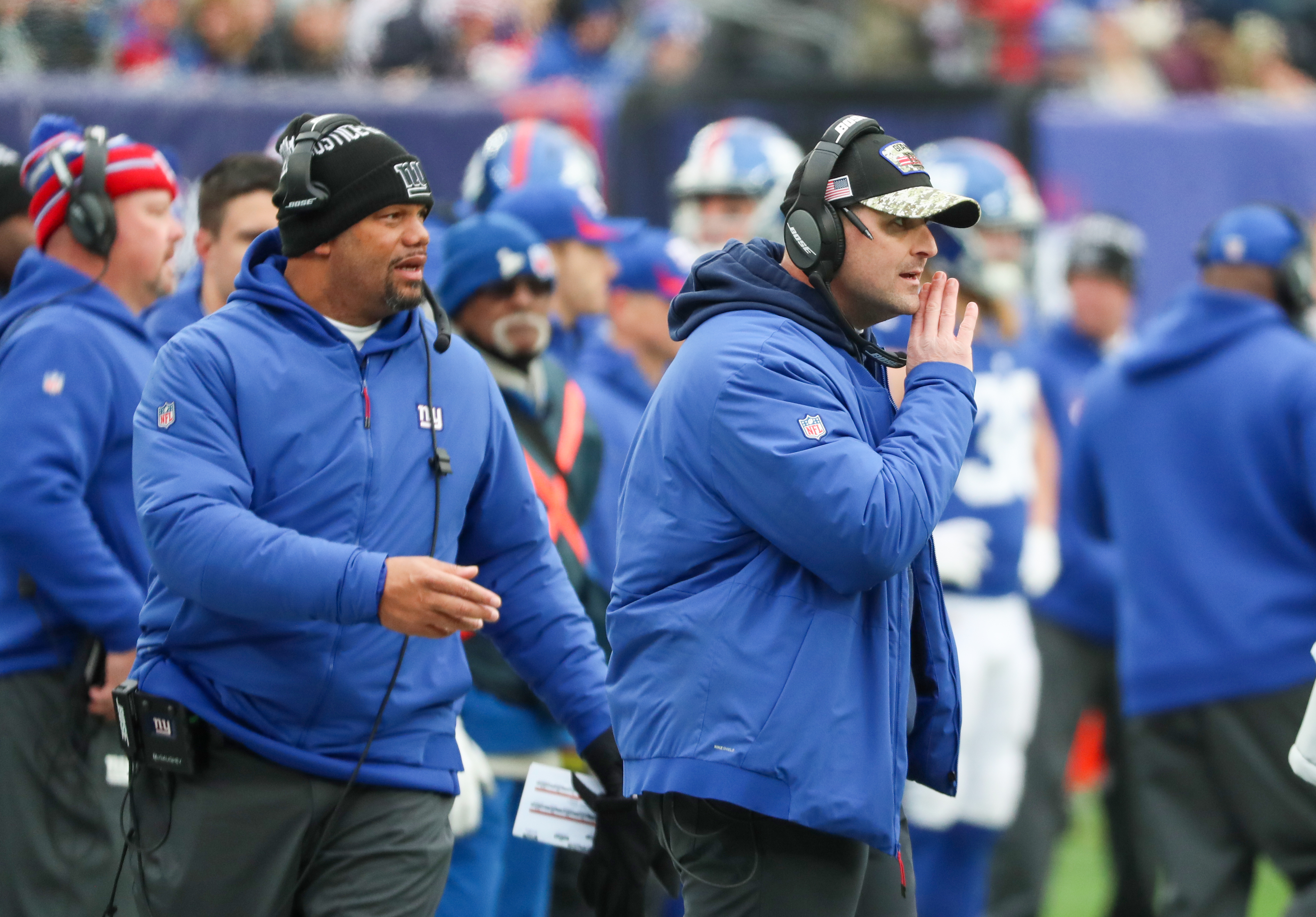 New York Giants head coach Joe Judge on the sideline during the second quarter against the Washington Football Team on Sunday, Jan. 9, 2022 in East Rutherford, N.J.