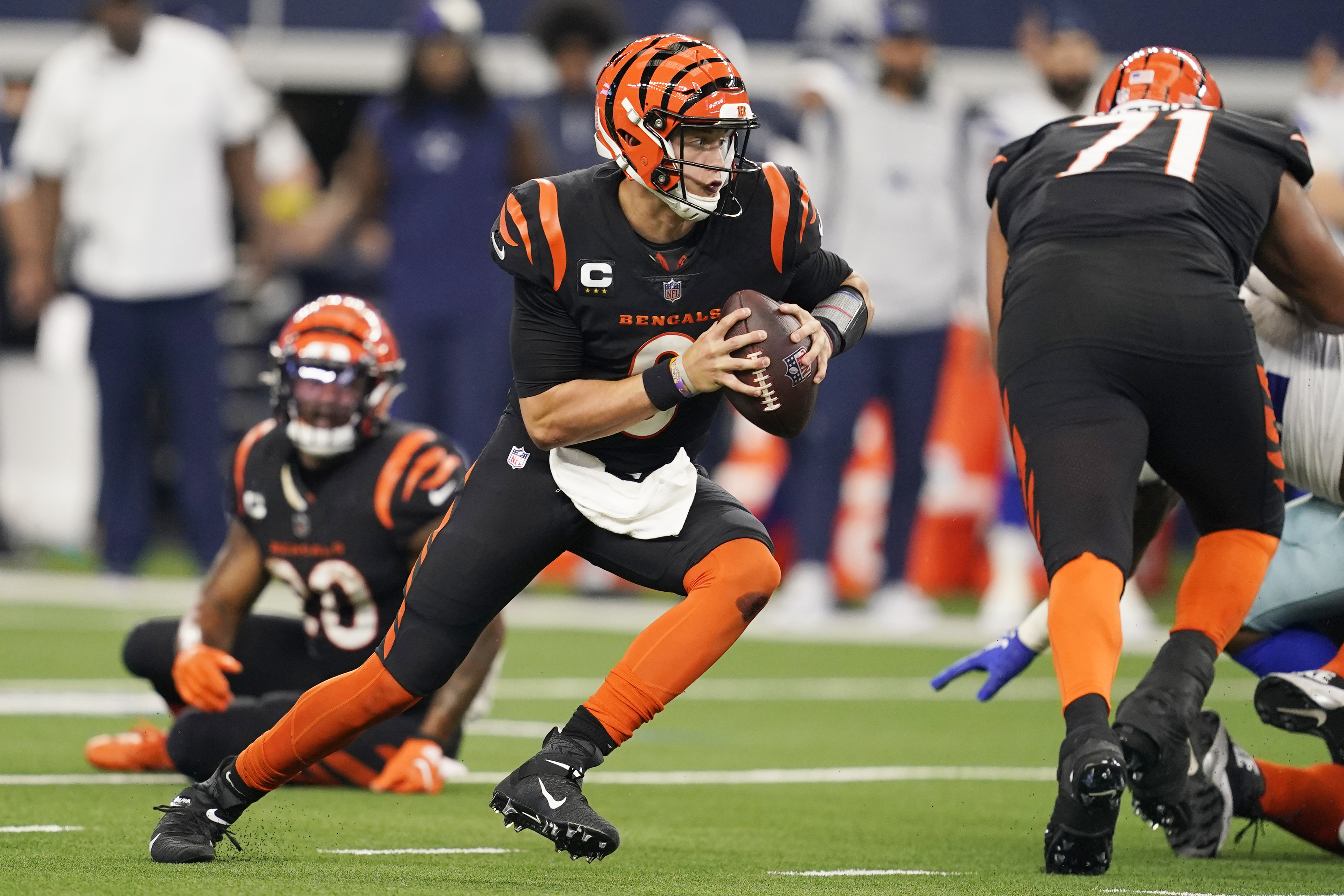 Dallas Cowboys defensive end Dante Fowler Jr. (56) is seen during an NFL  football game against the Cincinnati Bengals, Sunday, Sept. 18, 2022, in  Arlington, Texas. Dallas won 20-17. (AP Photo/Brandon Wade