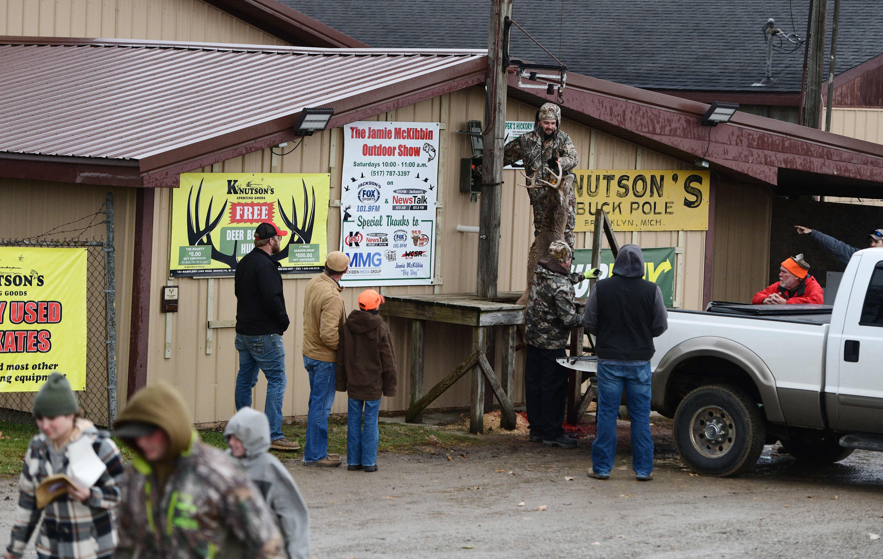 Buck poles at Jerome Country Market and Knutson's on the first day of