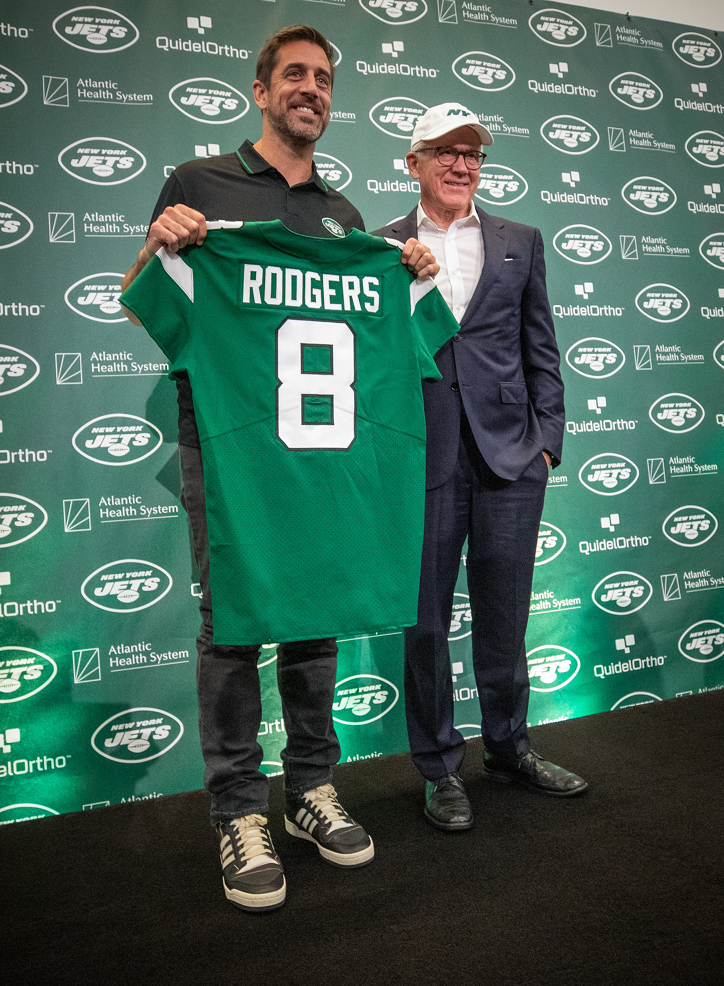 Introducing for The New York Jets, QB, No. 8, Aaron Rodgers