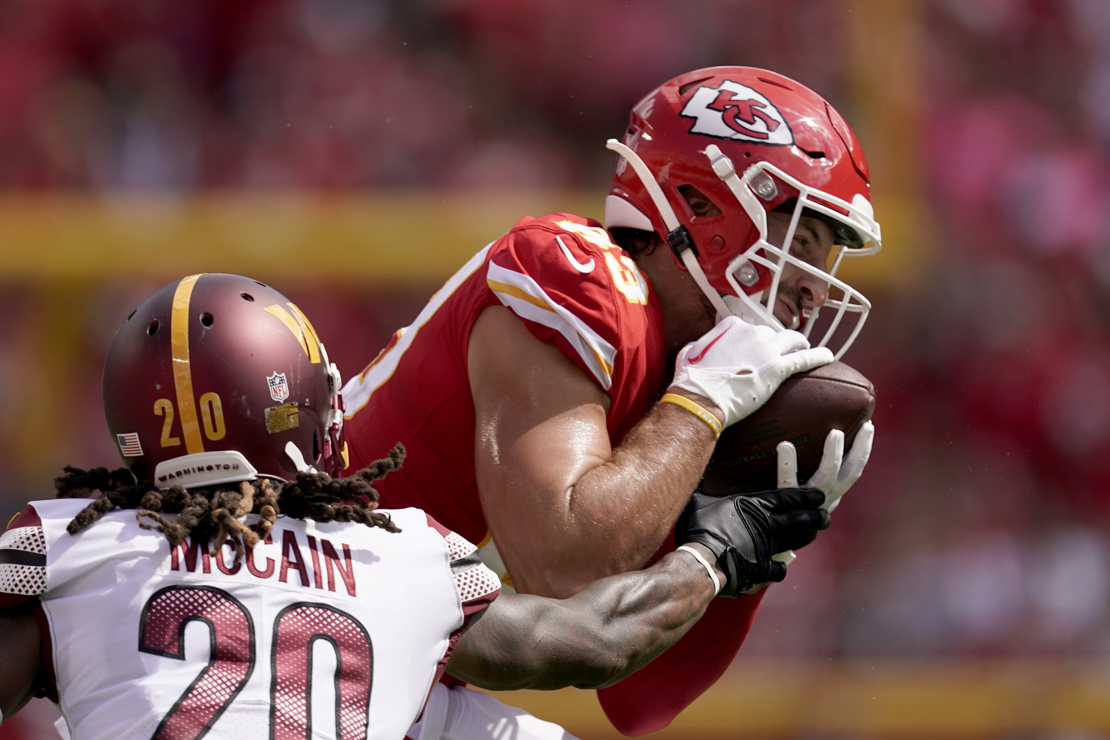 Kansas City Chiefs tight end Noah Gray treats would-be tacklers like  turnstiles on a 25-yard catch and run