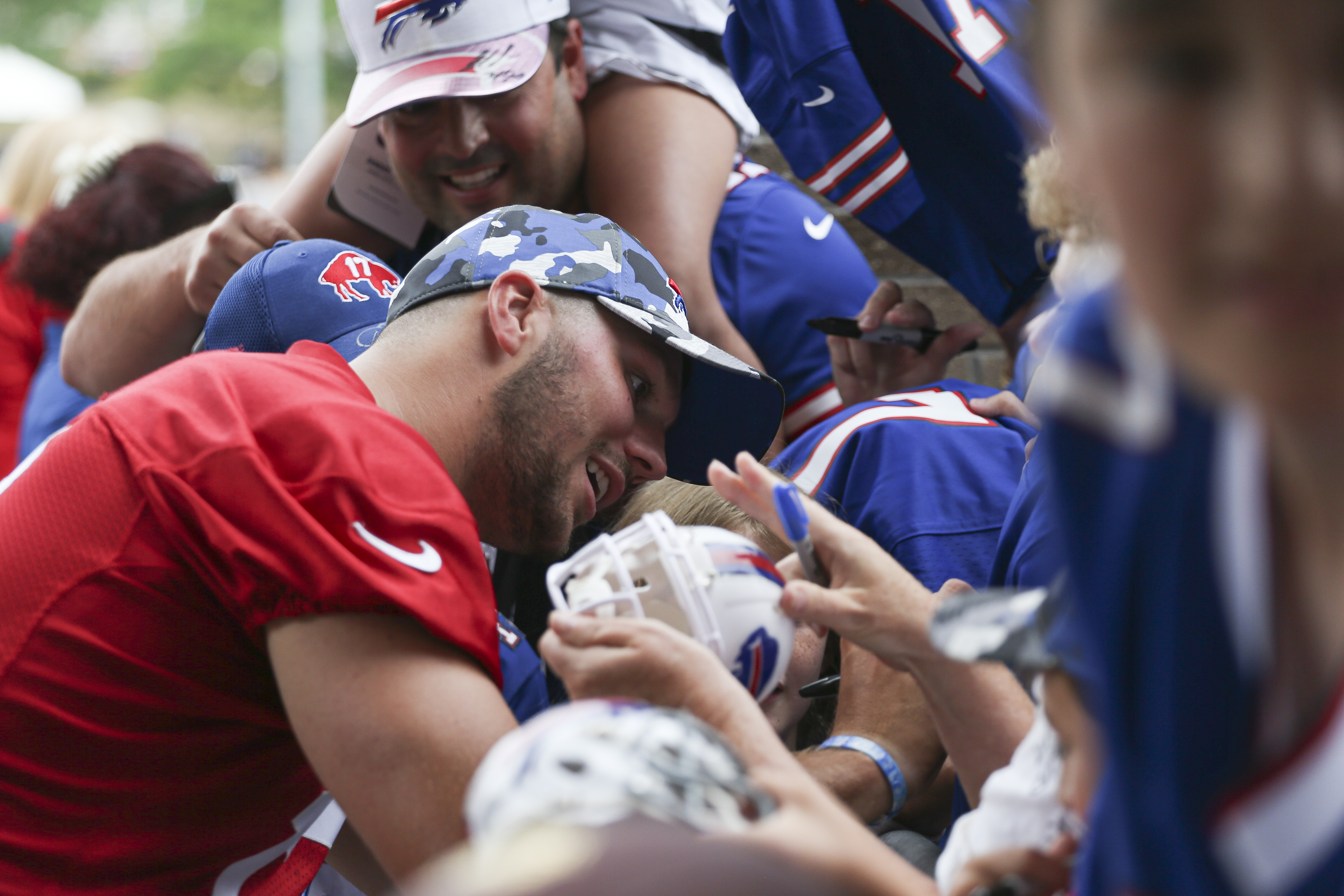 Josh Allen Autographed Picture and Bills Cap