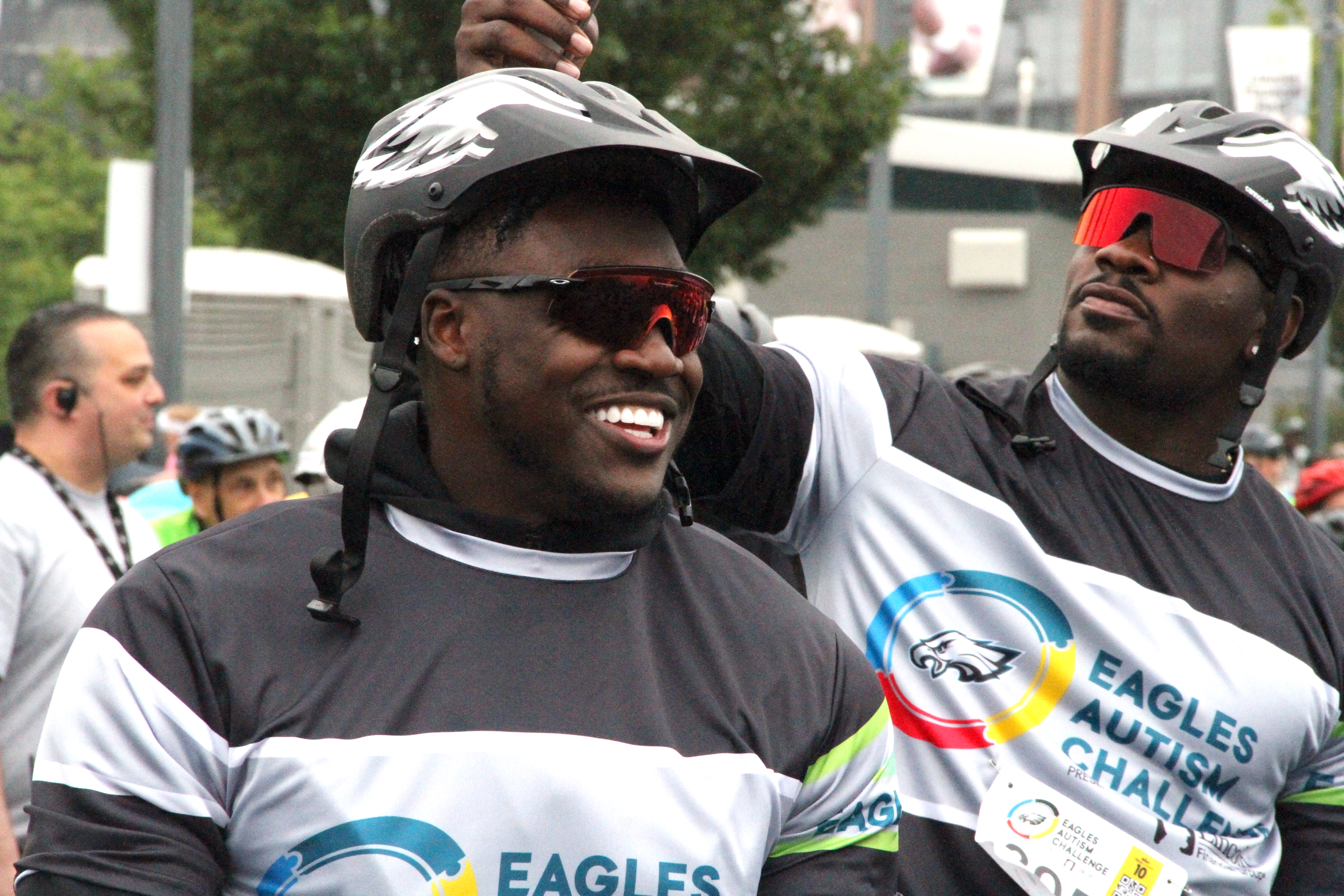 What was Eagles' A.J. Brown's reaction after being nearly hit by a car  during a fundraiser? 