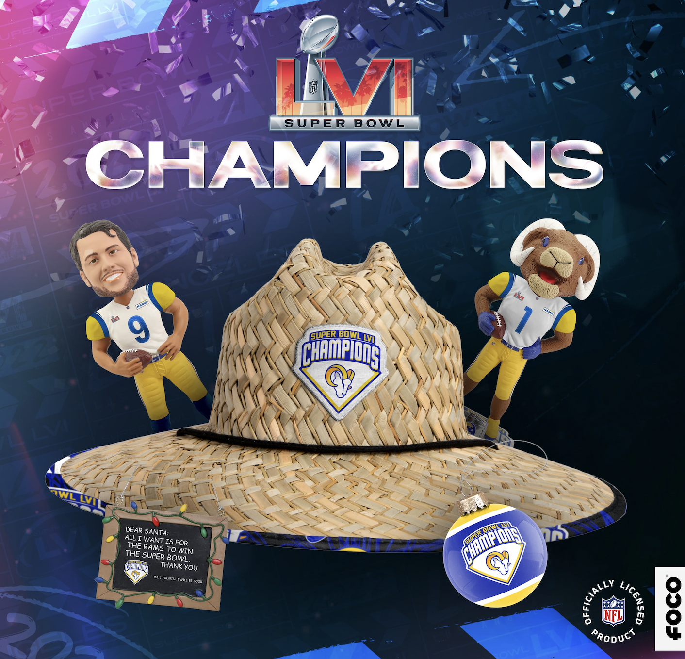 LA Rams Super Bowl LVI 56 Champions Hat Black Adjustable Back 47 Brand NEW