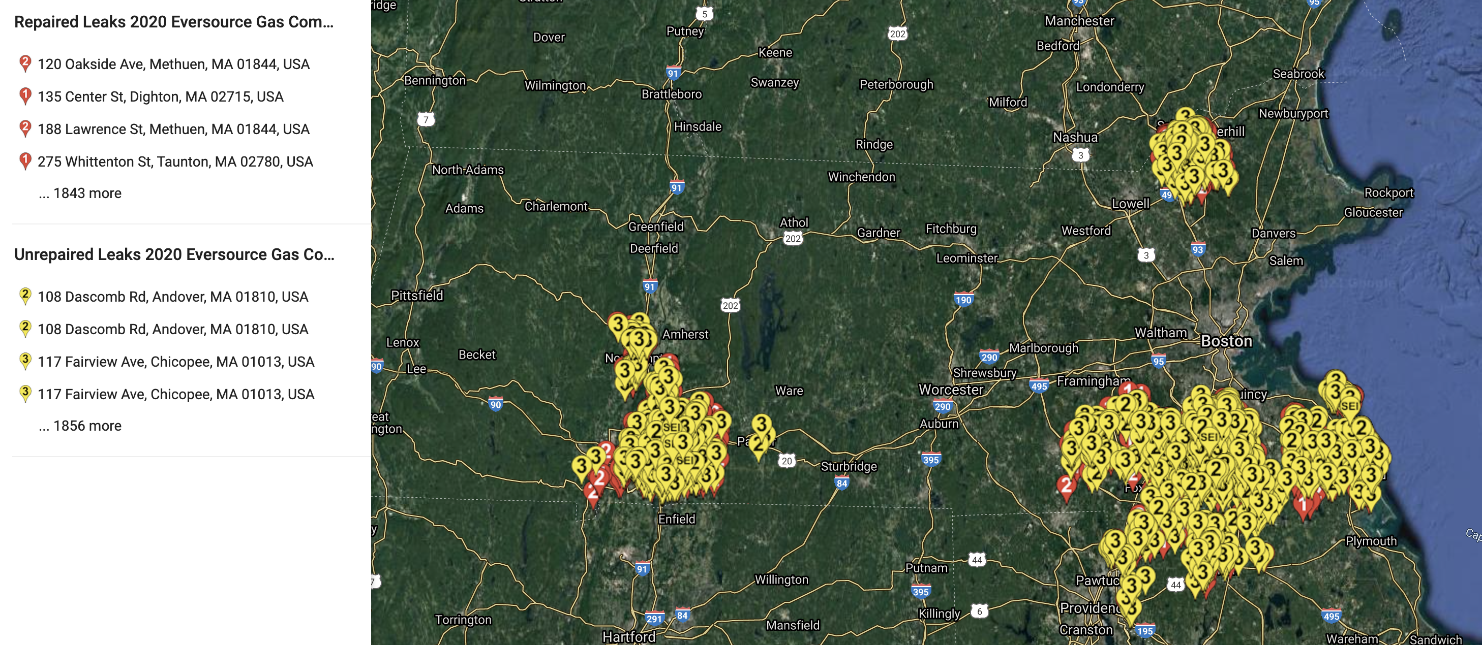 More than 14,640 Massachusetts gas pipeline repairs could
