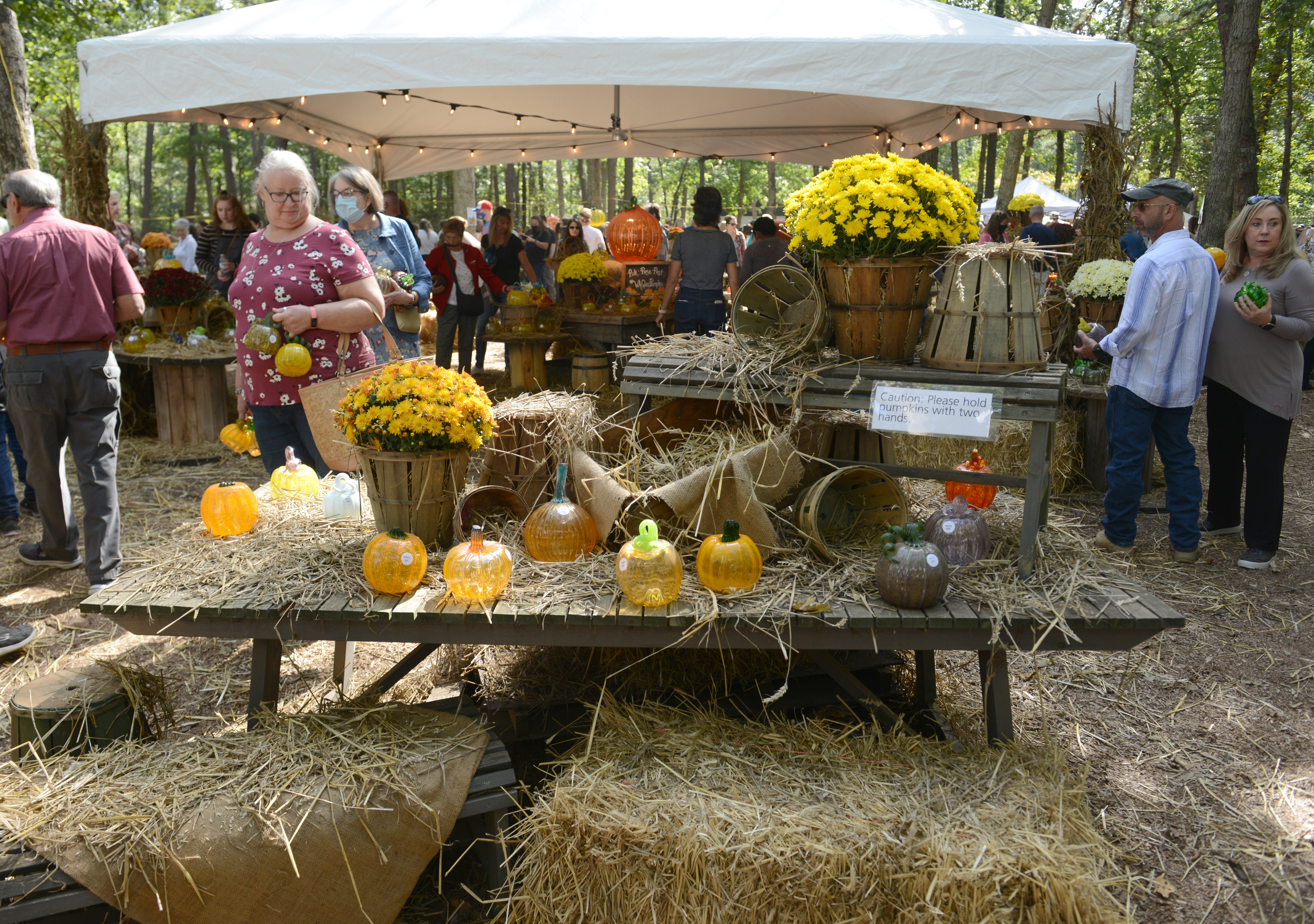 Handcrafted glass pumpkins are display in the glass pumpkin patch during the 22nd annual Festival of Fine Craft at Wheaton Arts in Millville, Saturday, Oct. 2, 2021.