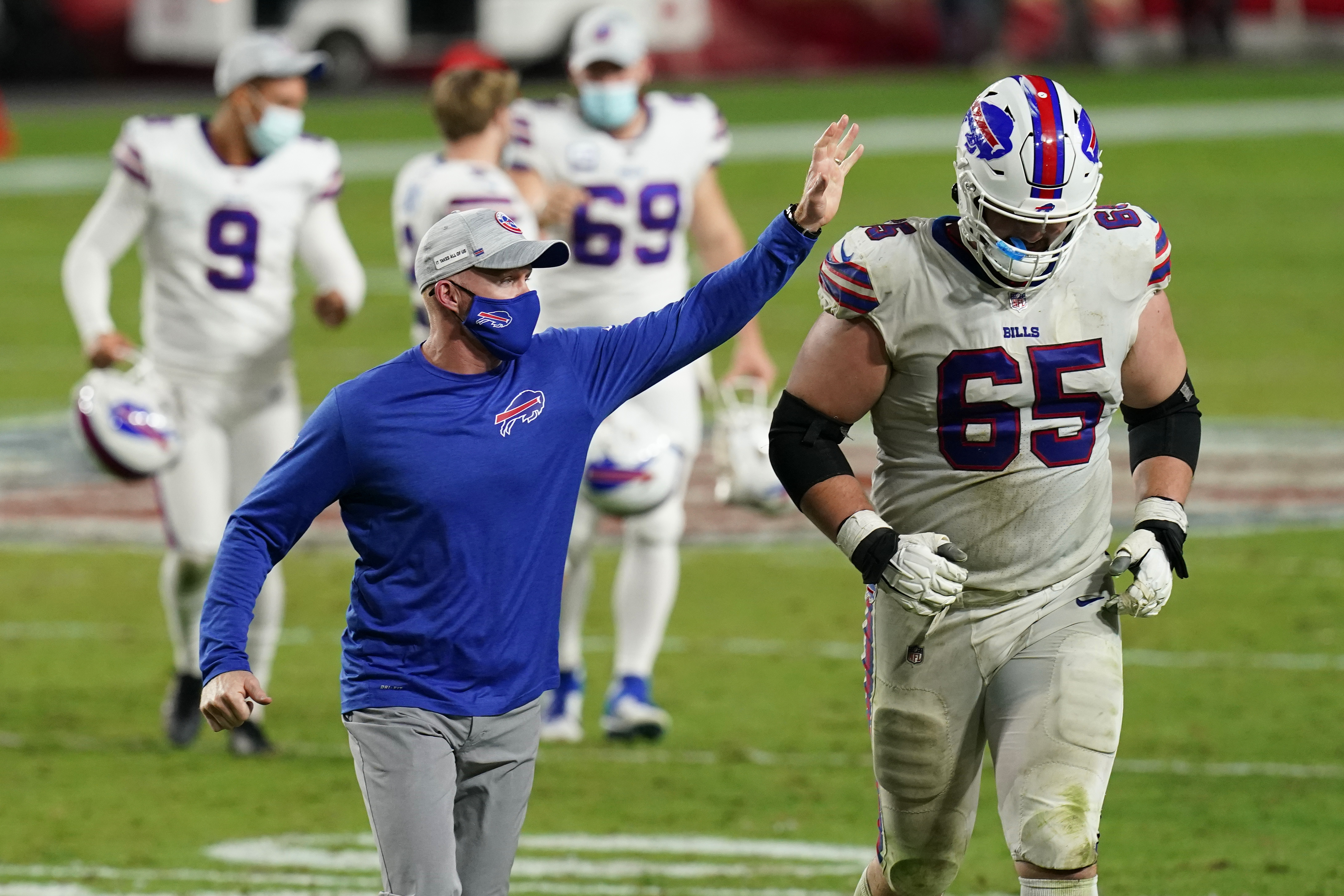 Buffalo Bills guard Ike Boettger (65) blocks against the Seattle