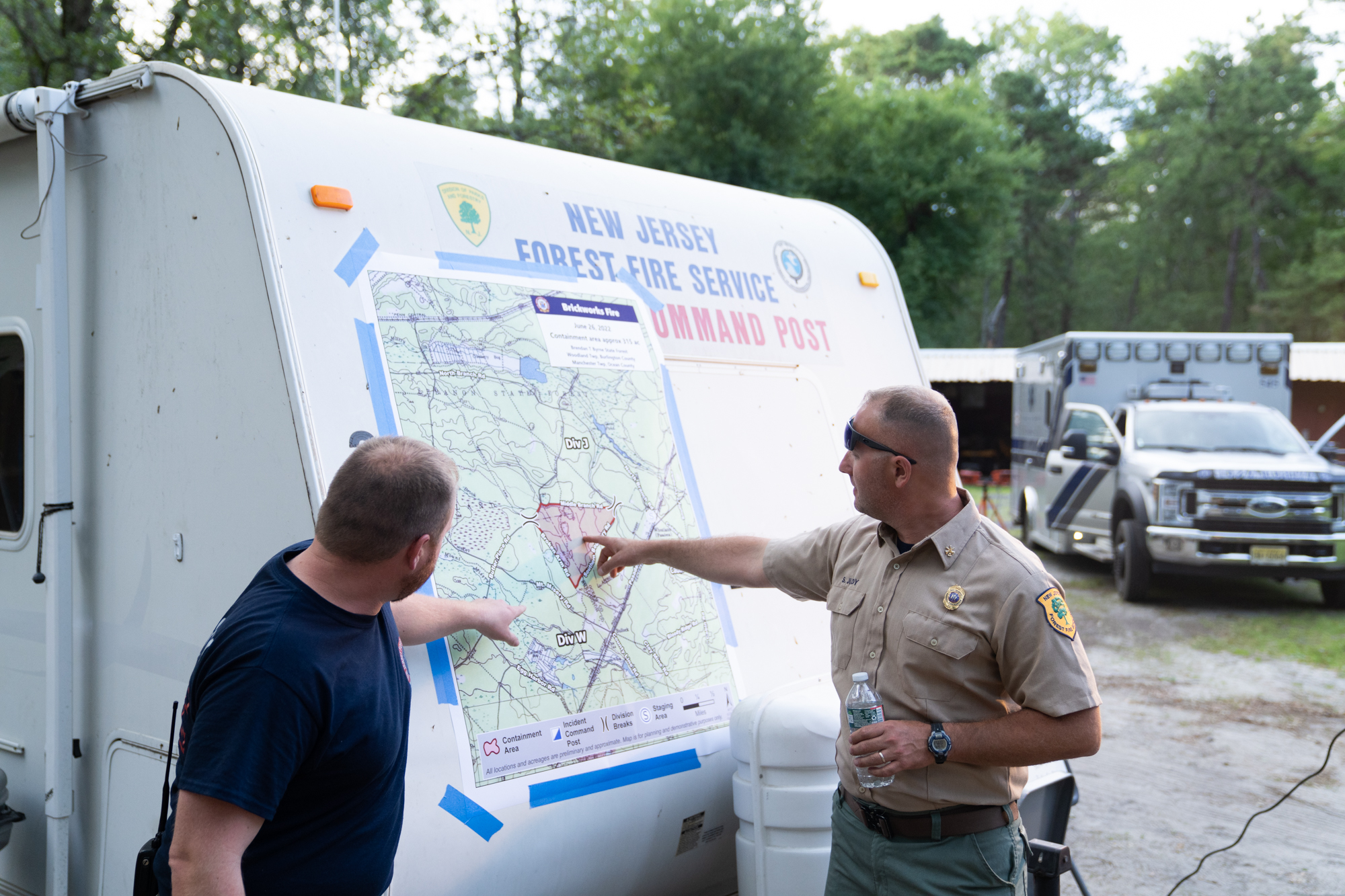 Wildfire in Brendan T. Byrne State Forest on Monday, June 27, 2022