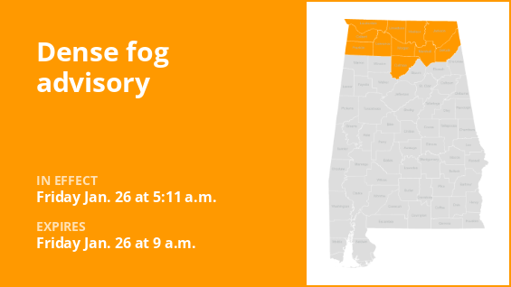 Dense fog warning for north Alabama through Friday morning