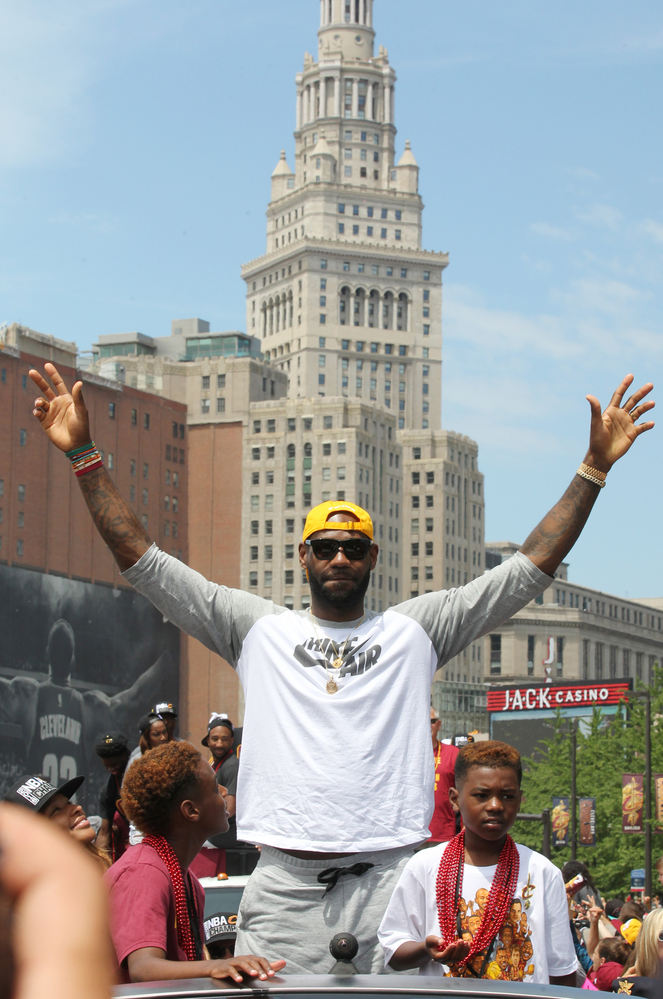 Kevin Love Greets the Crowd Cavaliers Championship Parade June 22, 2016 NBA  Finals 