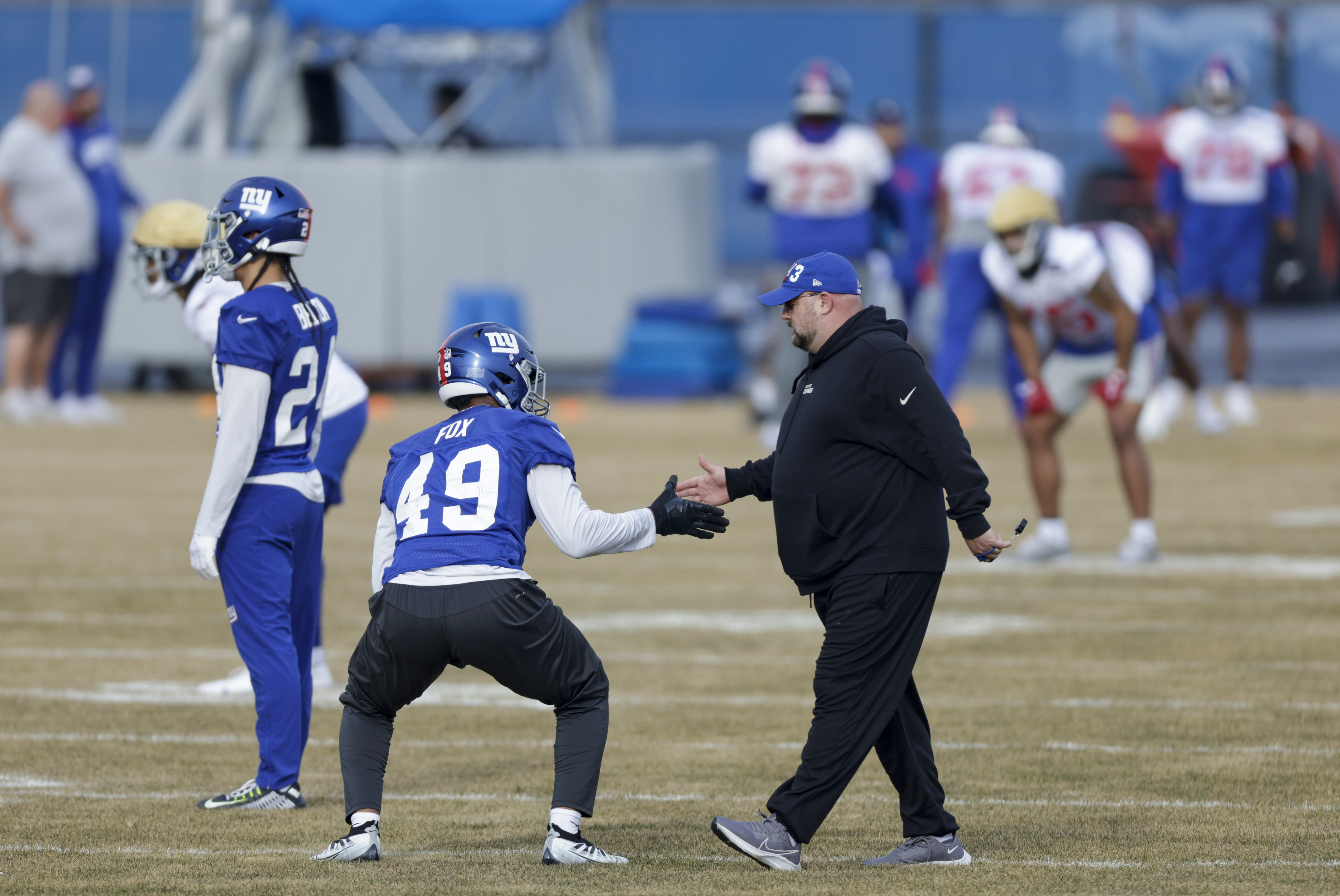 New York Giants linebacker Tomon Fox (49) walks off the field