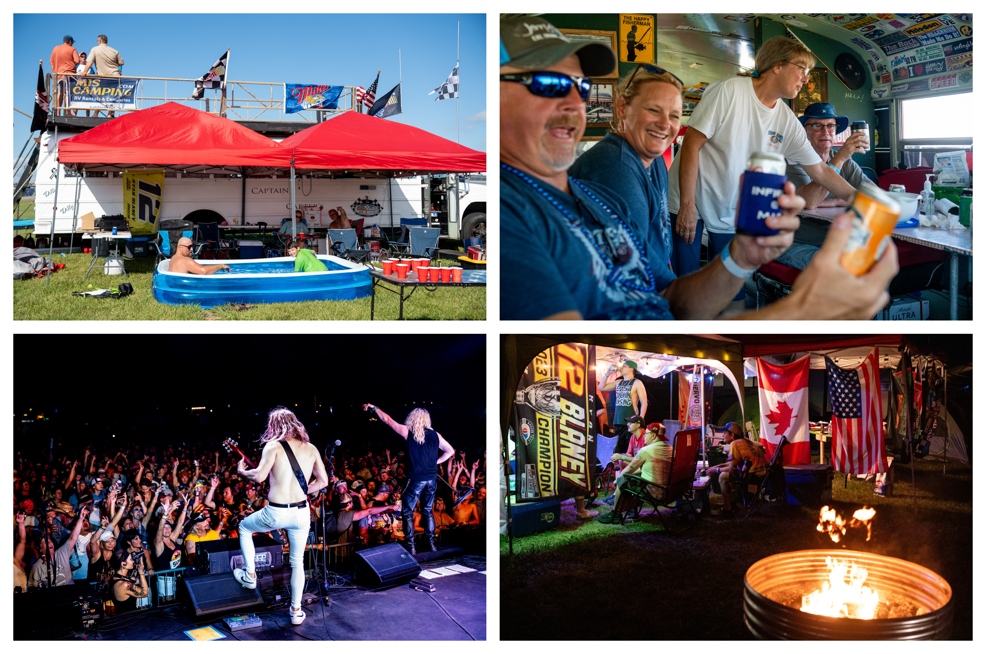 Day and night inside the infield at Michigan International Speedway ...