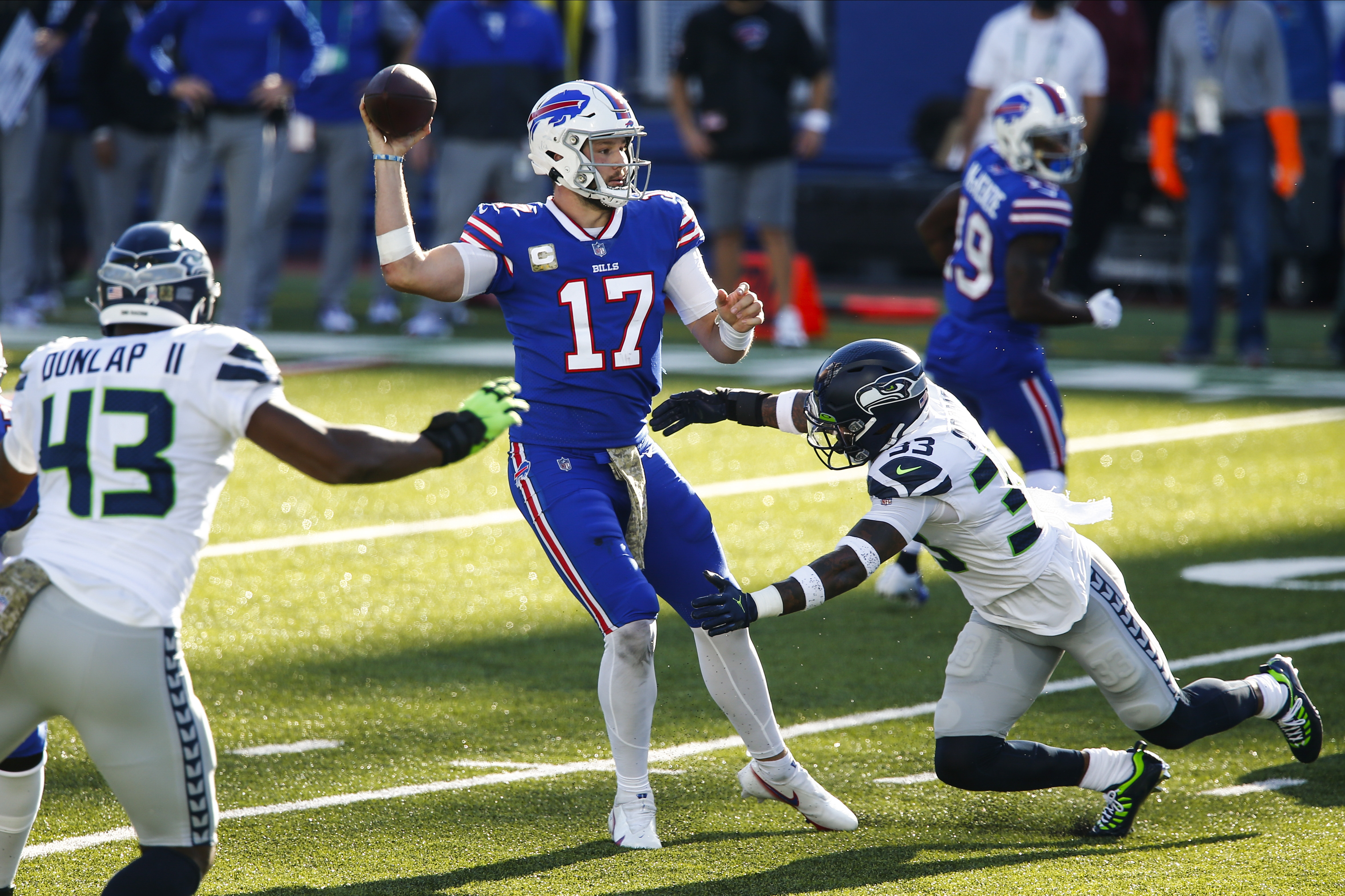 Seattle Seahawks tight end Jacob Hollister (86) covers a kickoff