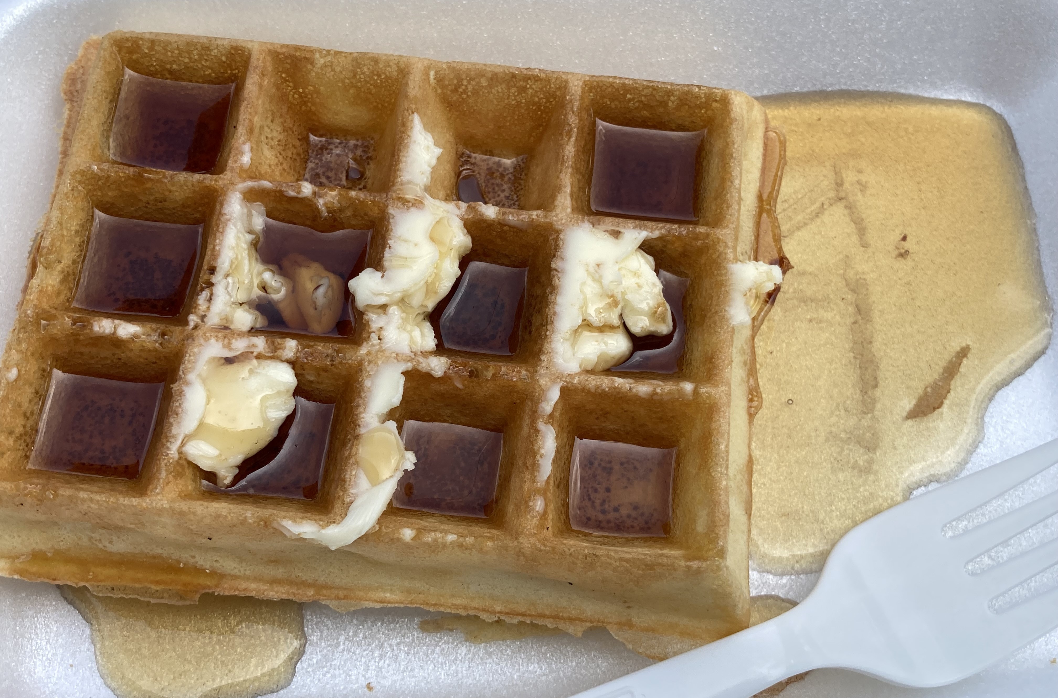 Maurice's in the dairy building serves waffles. This one is with butter and syrup.
(Donna Ditota photo)