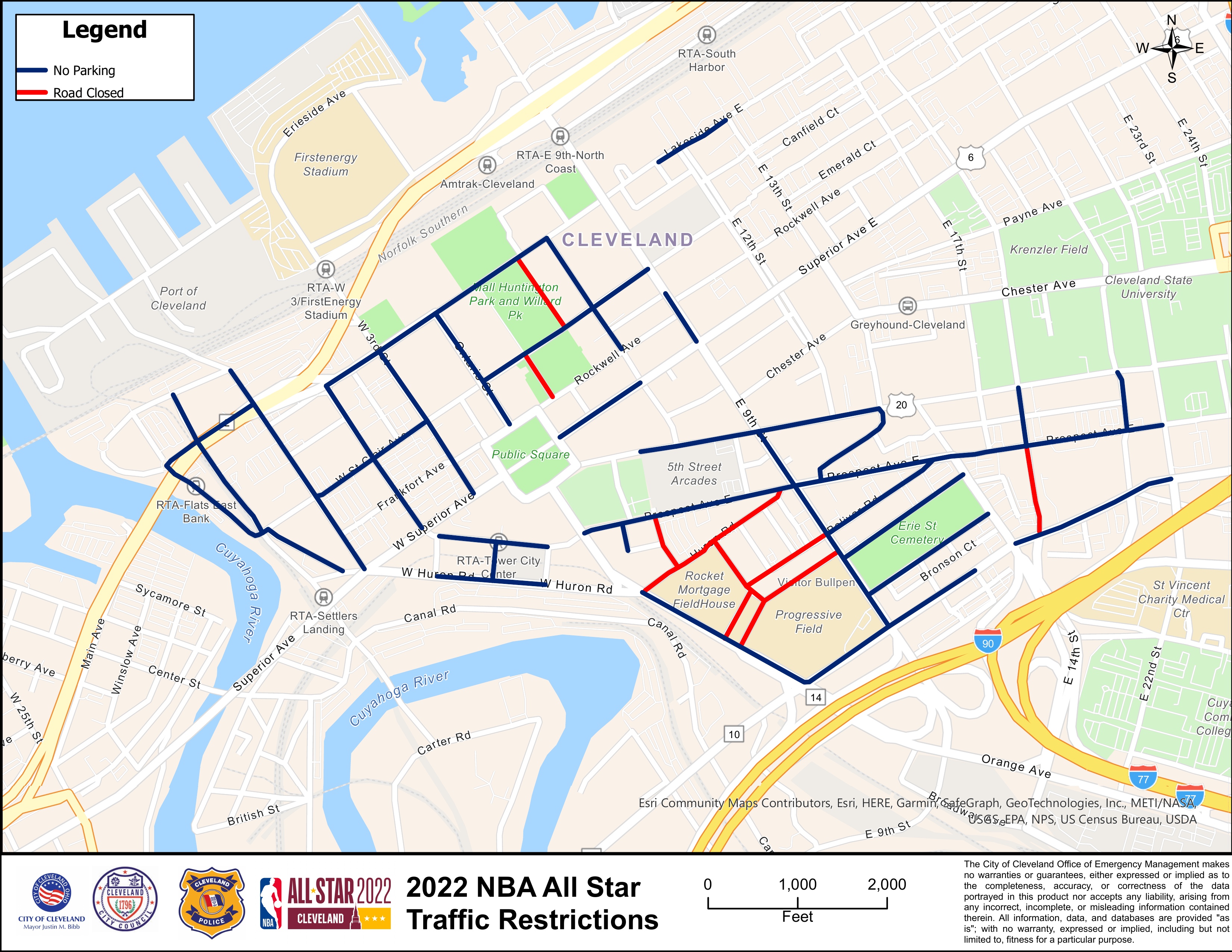 See downtown Cleveland road closures parking restrictions for NBA