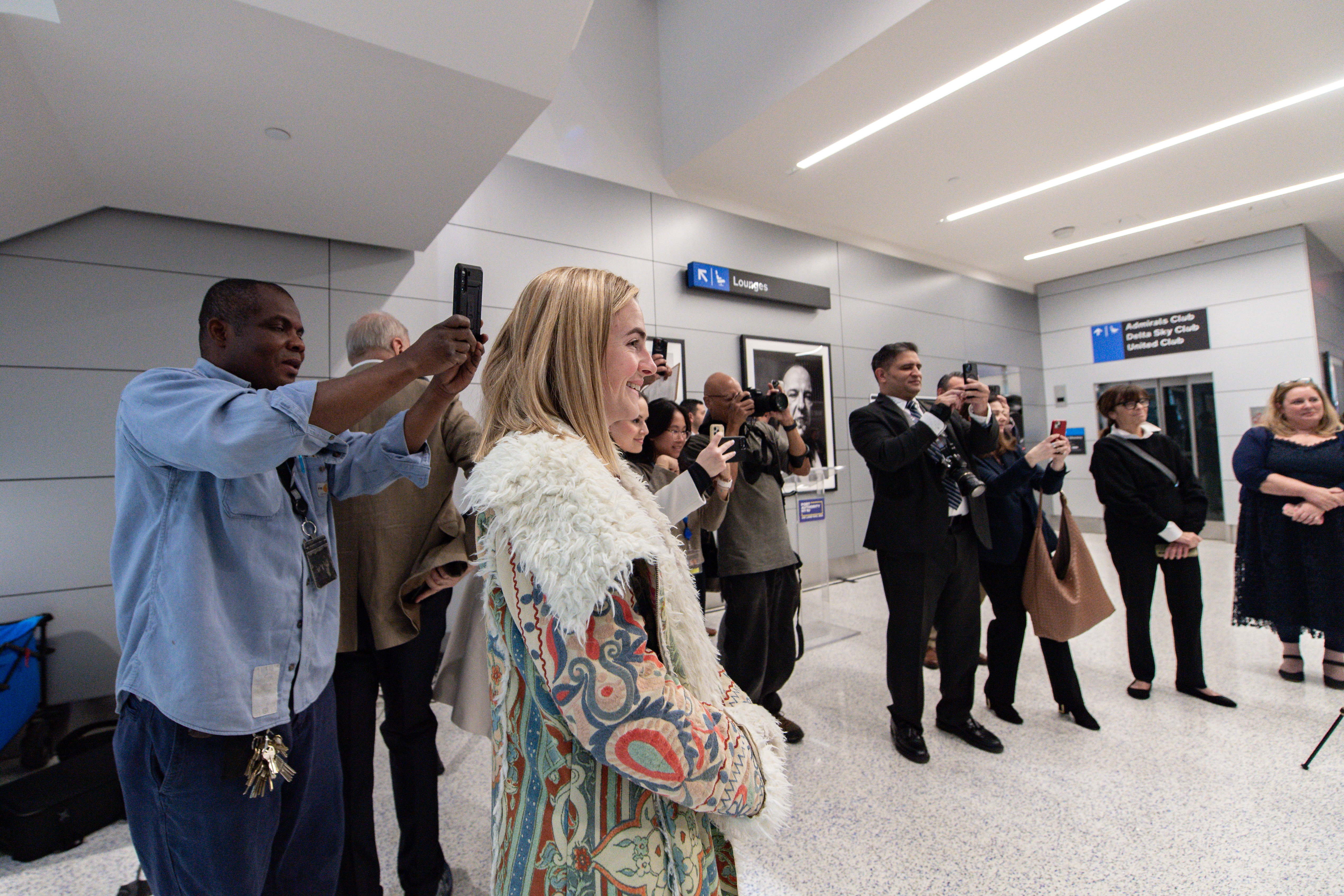 Emma Murphy, daughter of First Lady Tammy Murphy, appears on as a photograph exhibit referred to as "What Exit: The Spirit of New Jersey: Photographs by Timothy White”, opens at Newark Liberty International Airport. Saturday, January 17, 2026