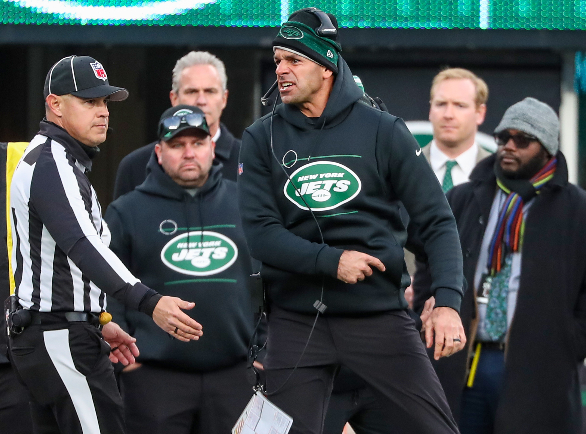 East Rutherford, New Jersey, USA. 5th Dec, 2021. Philadelphia Eagles  offensive lineman JOSH SWEAT (94) sacks New York Jets quarterback ZACH  WILSON (2) at MetLife Stadium in East Rutherford New Jersey Philadelphia