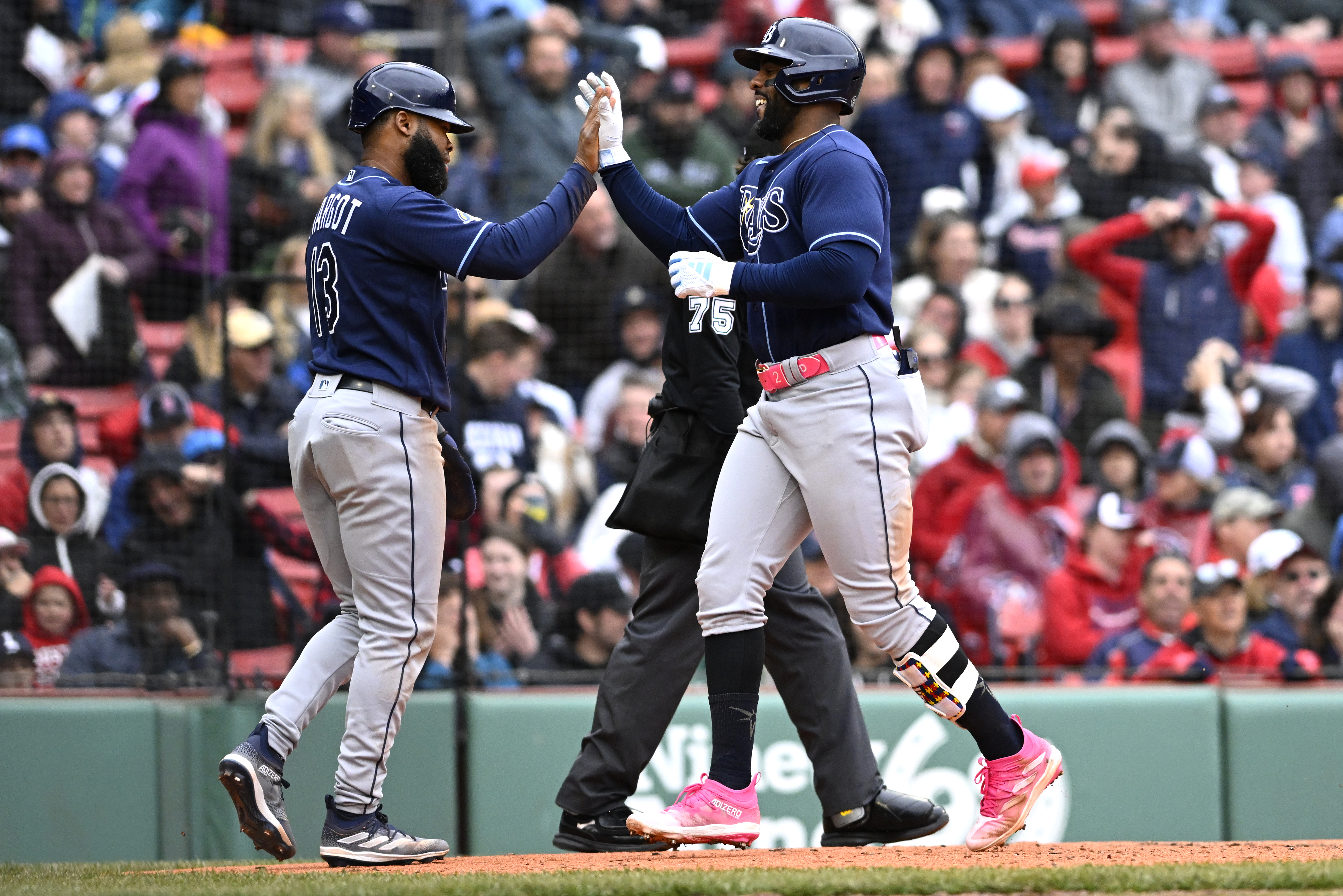 Alex Verdugo of the Boston Red Sox high fives Masataka Yoshida after  News Photo - Getty Images