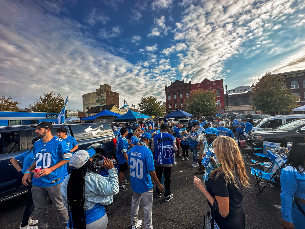 Tailgate scene before the Detroit Lions 2023 home opener 