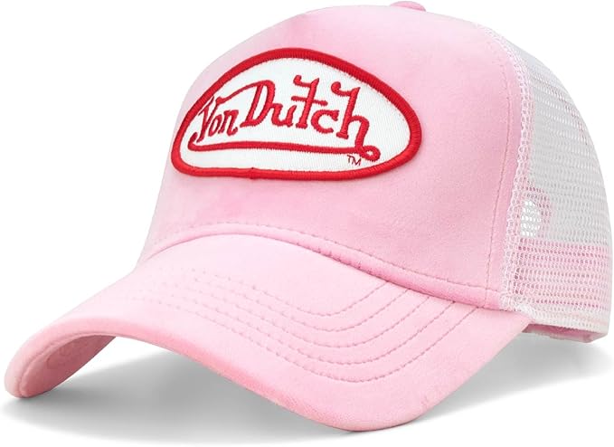 NWT PINK AND CREAM VON DUTCH HAT LAST 1 FIRM $80 Pink Sequin on Beige Trucker Hat | Von Dutch main image 4