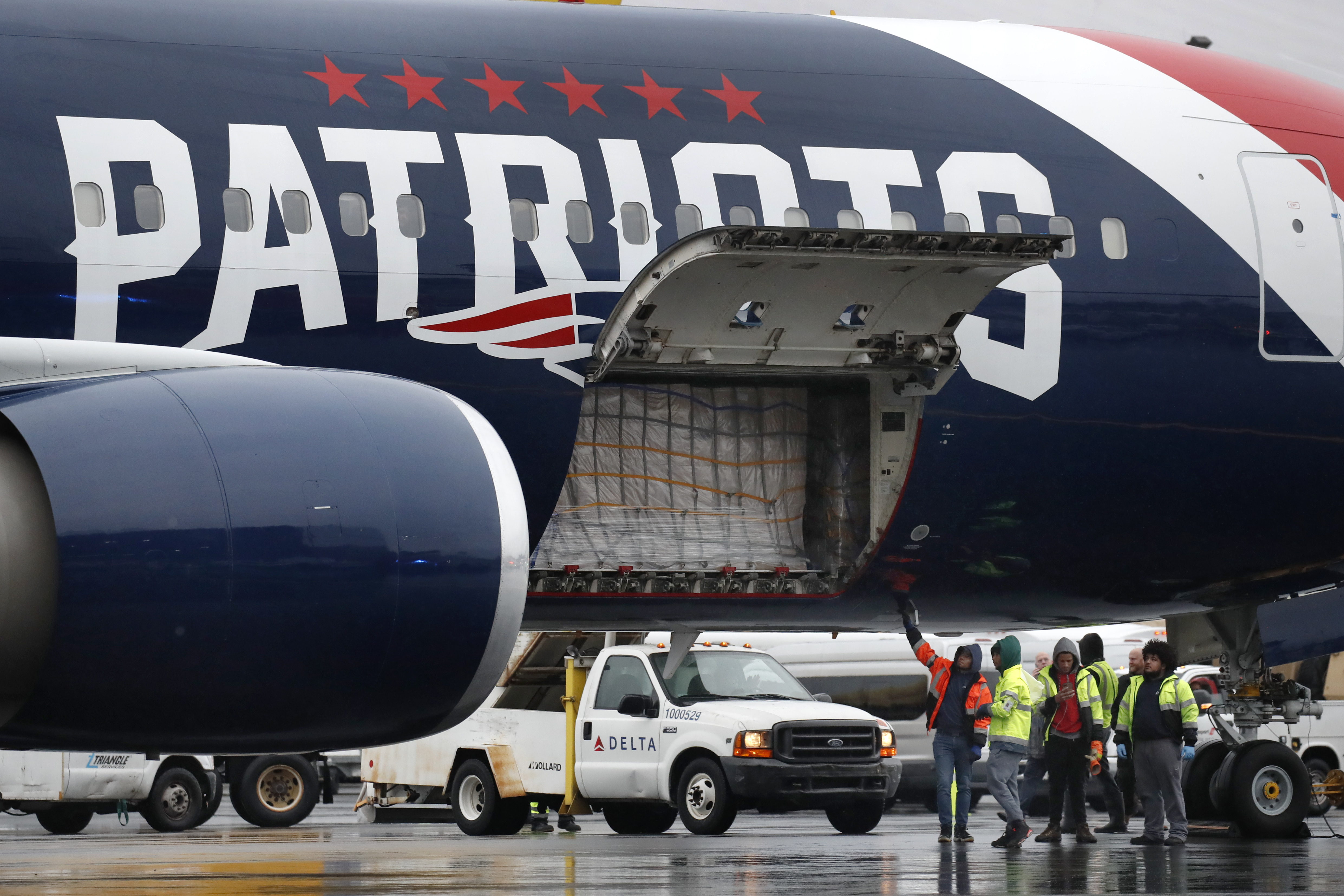 Patriots' Team Jet Bringing 1.2 Million Masks from China Arrives