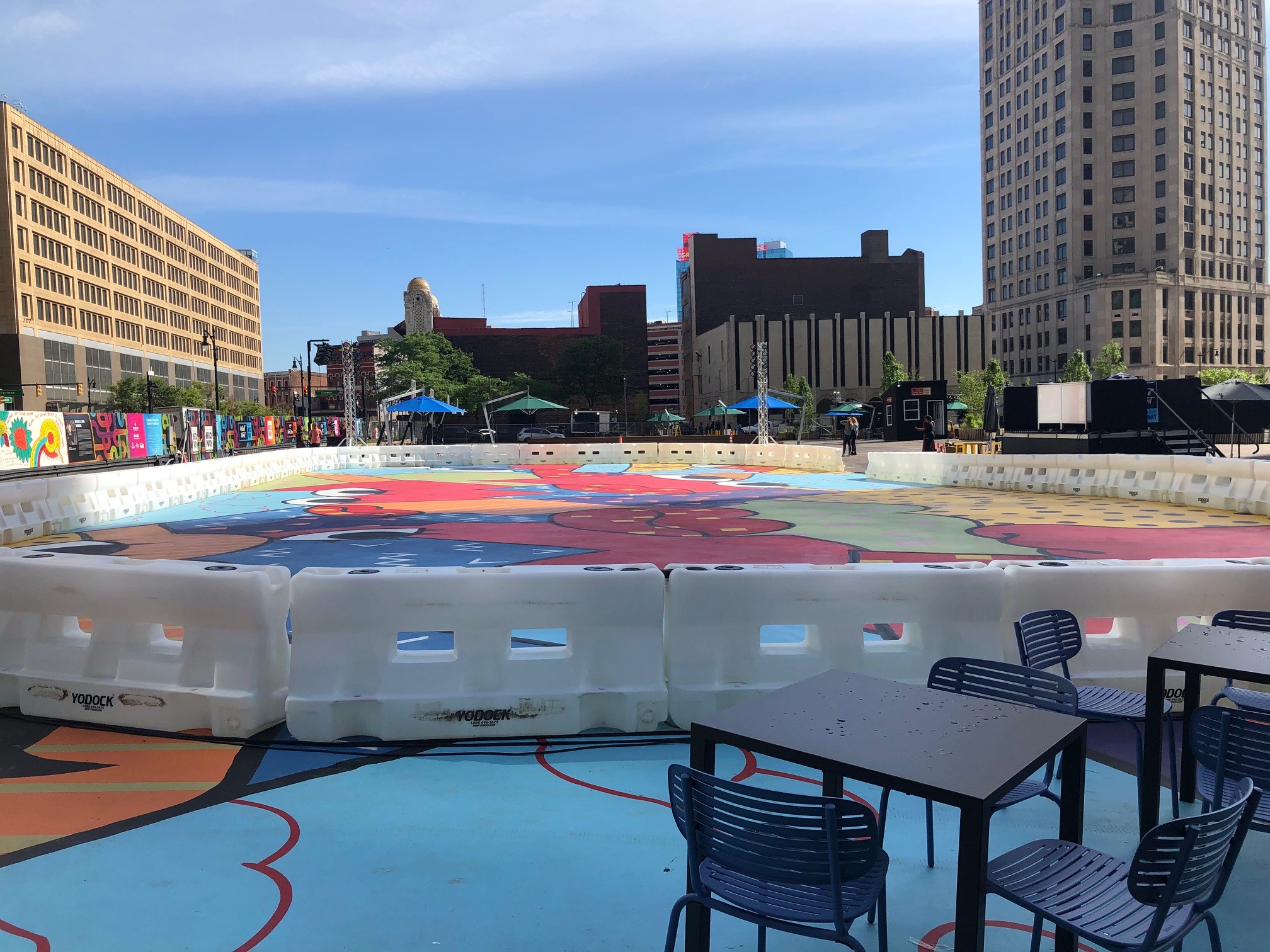 Monroe Street Midway in Downtown Detroit roller skating rink and