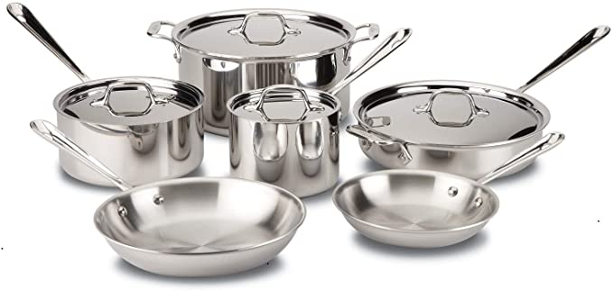 All-Clad d5 Brushed Stainless Steel 10-Piece Cookware Set with Bonus +  Reviews