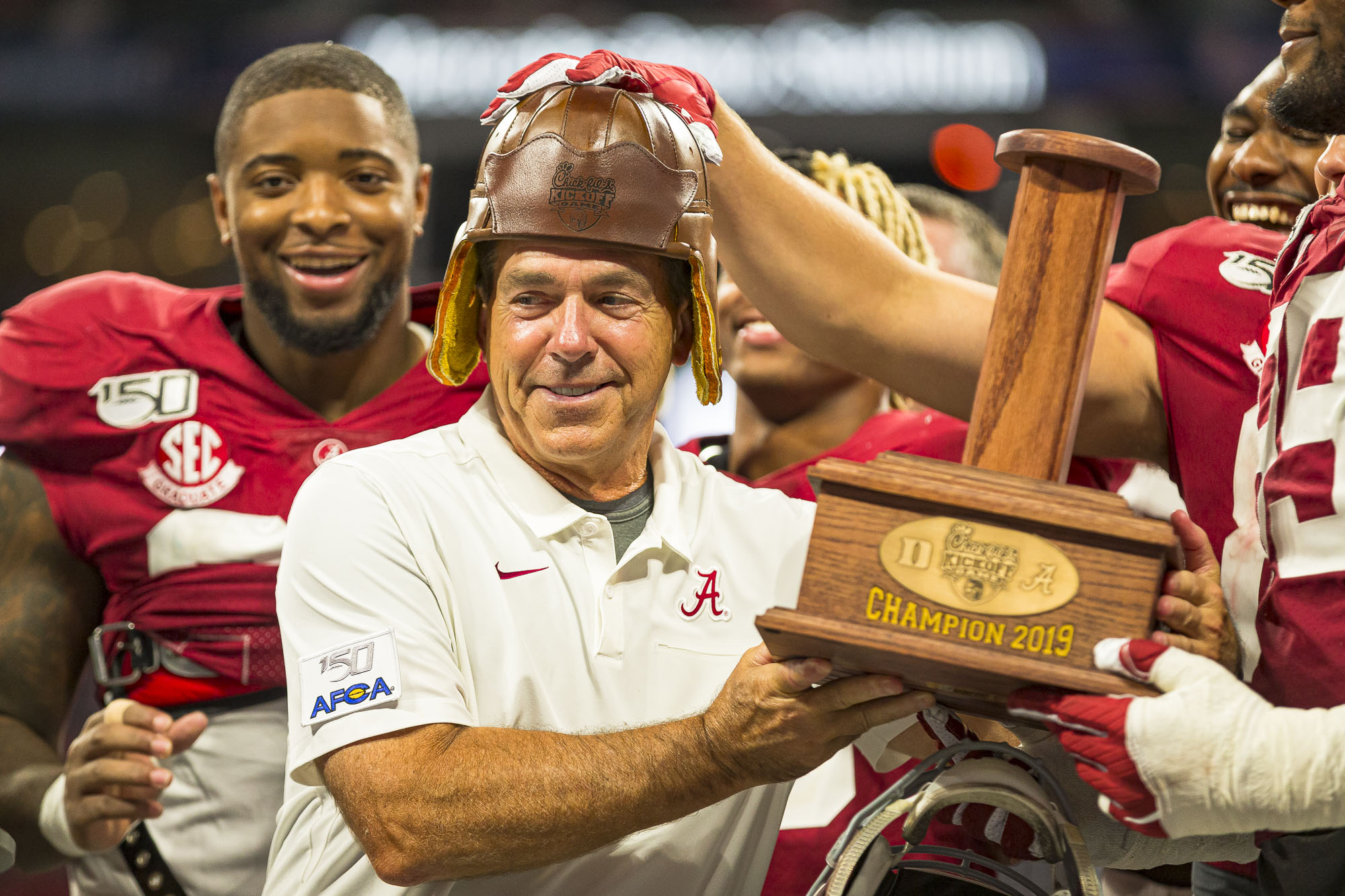 nick saban old helmet