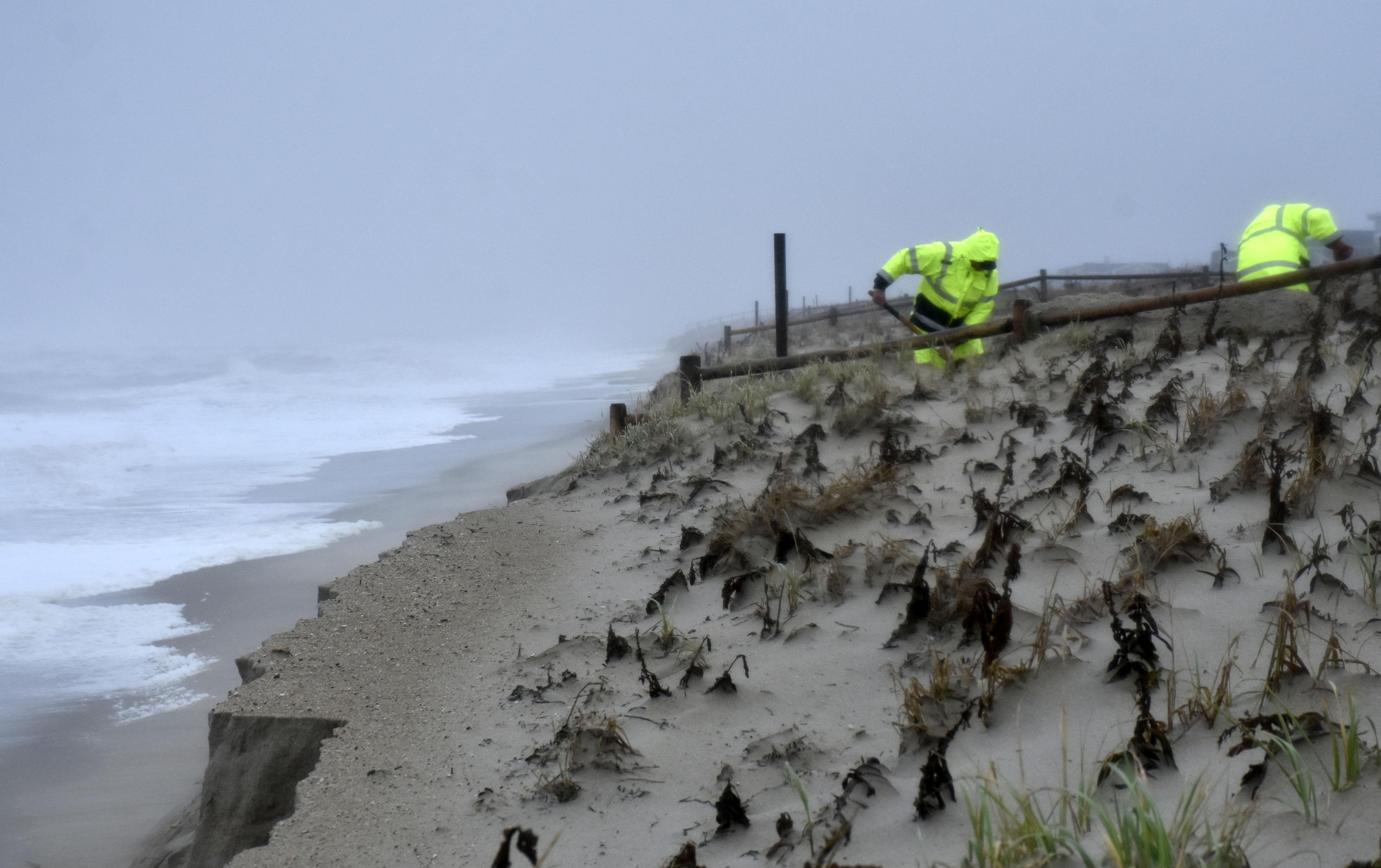 Rough surf caused by the remnants of Hurricane Ian damages beaches on