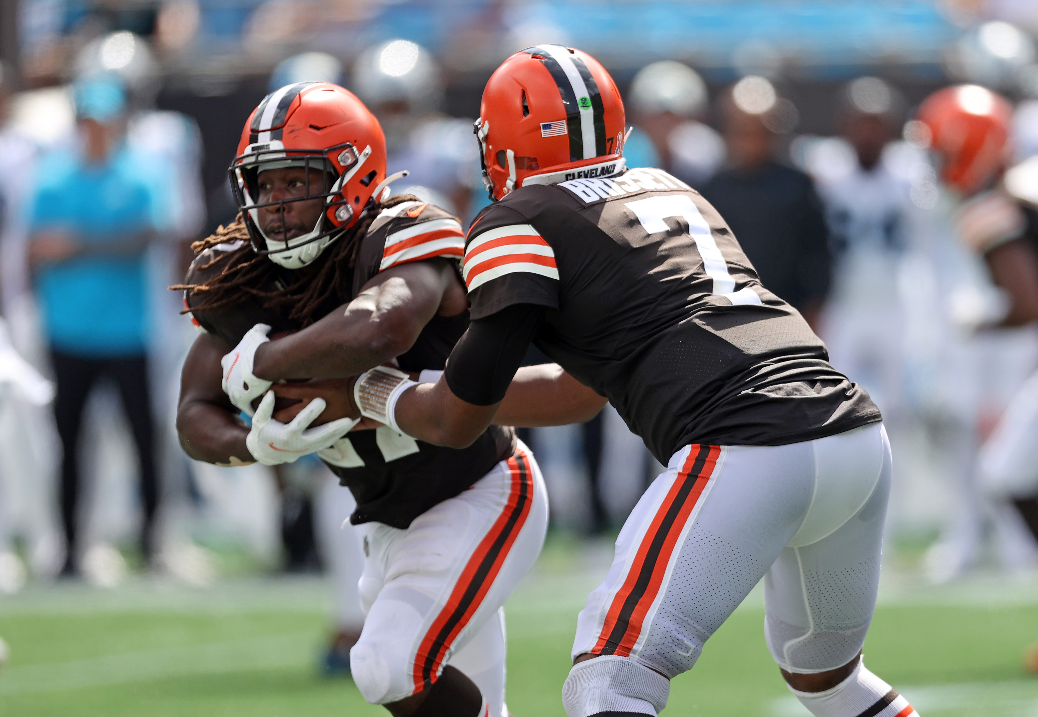 Jacoby Brissett of the Cleveland Browns runs the ball against the