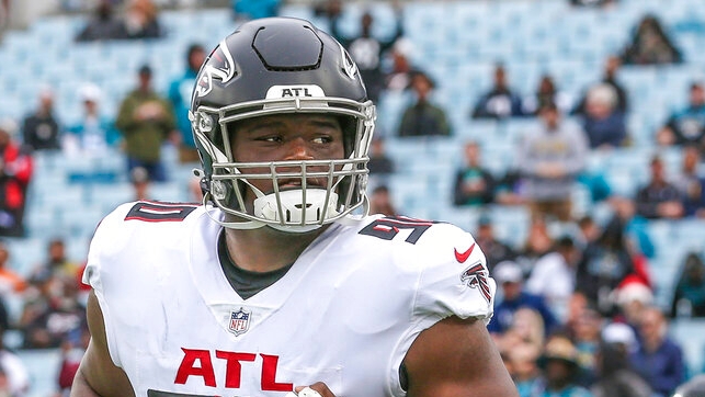 Falcons' Marlon Davidson Reacts to Pick-6 vs. Tom Brady