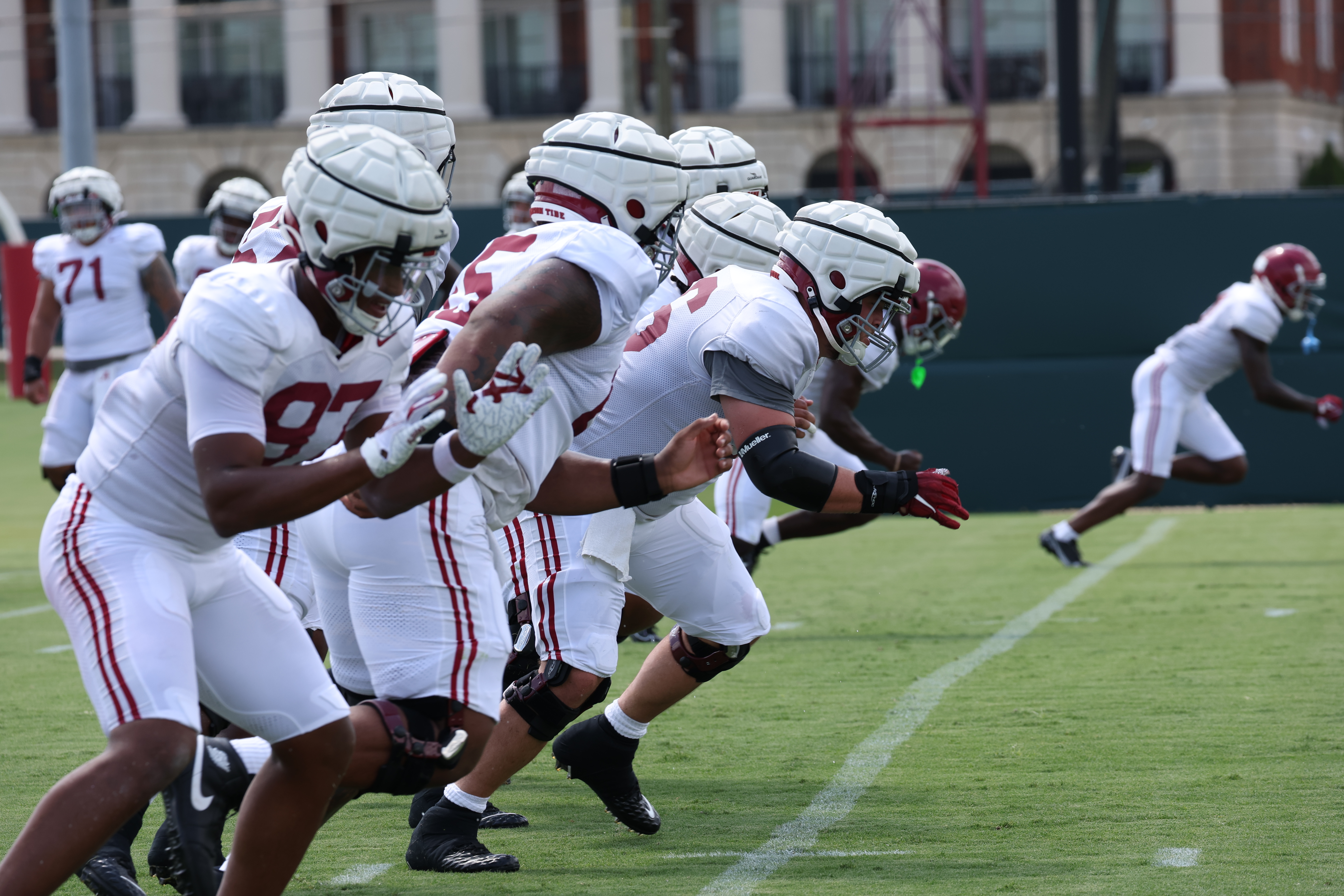Alabama football players excited to be practicing in pads during