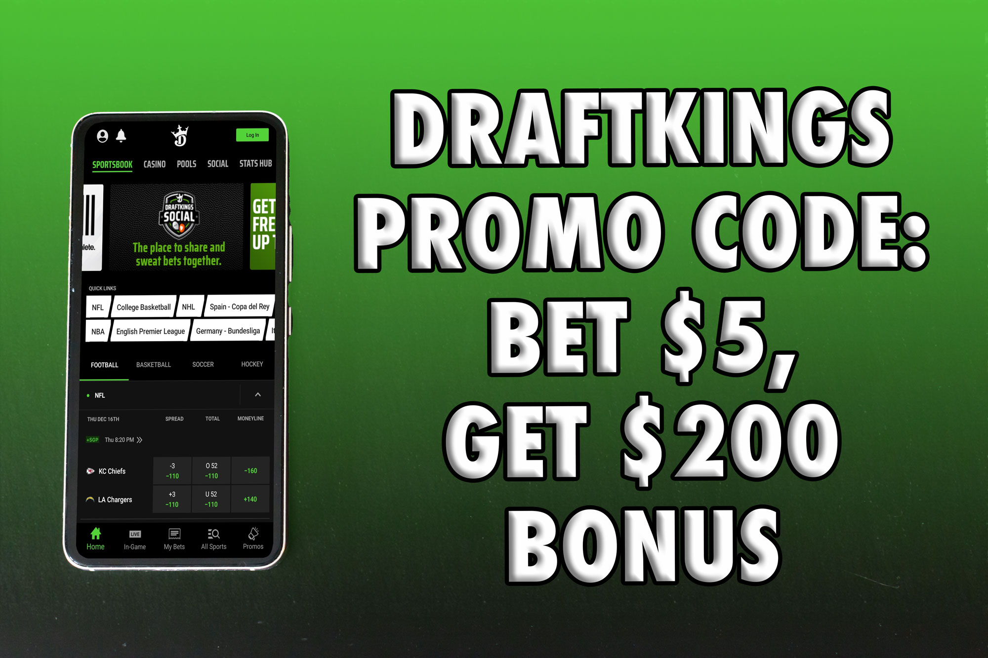 DraftKings Promo Code: Instant Early Win Payout For Chiefs-Chargers