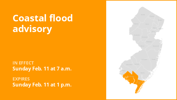 A coastal flood warning is affecting Cumberland and Cape May counties on Sunday