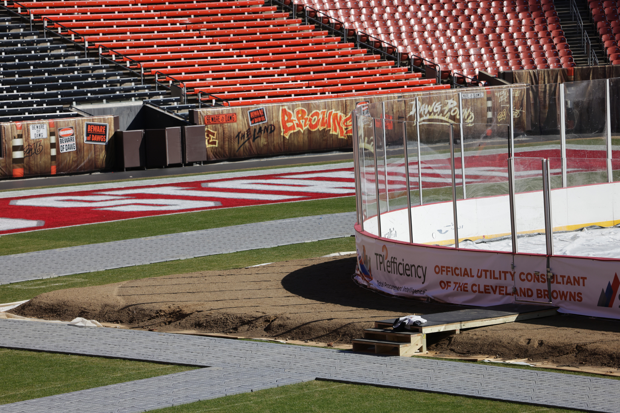 Ice rink being installed in FirstEnergy Stadium for upcoming events ...