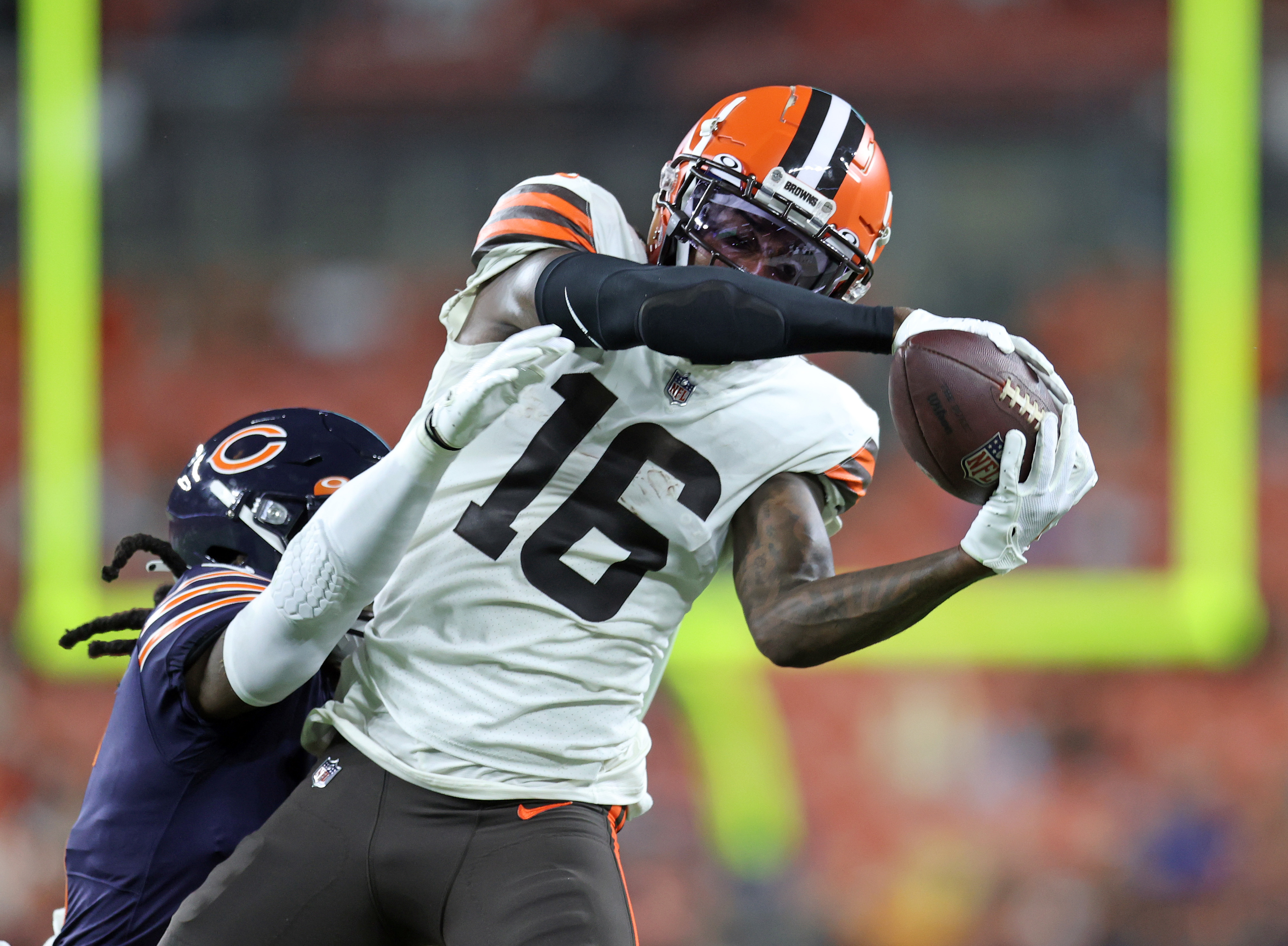 Chicago Bears linebacker Matt Adams (44) runs after the ball during an NFL  preseason football game against the Cleveland Browns, Saturday Aug. 27,  2022, in Cleveland. (AP Photo/Kirk Irwin Stock Photo - Alamy