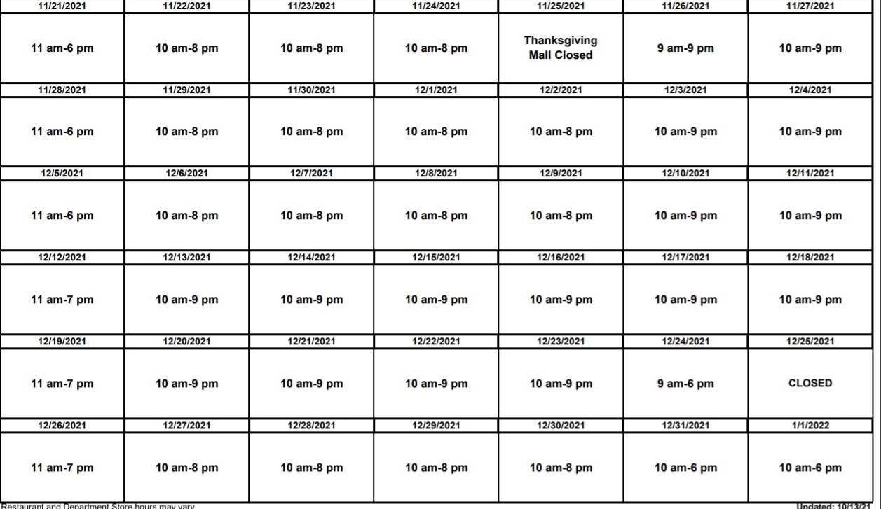 Erie pa mall hours on christmas 2022