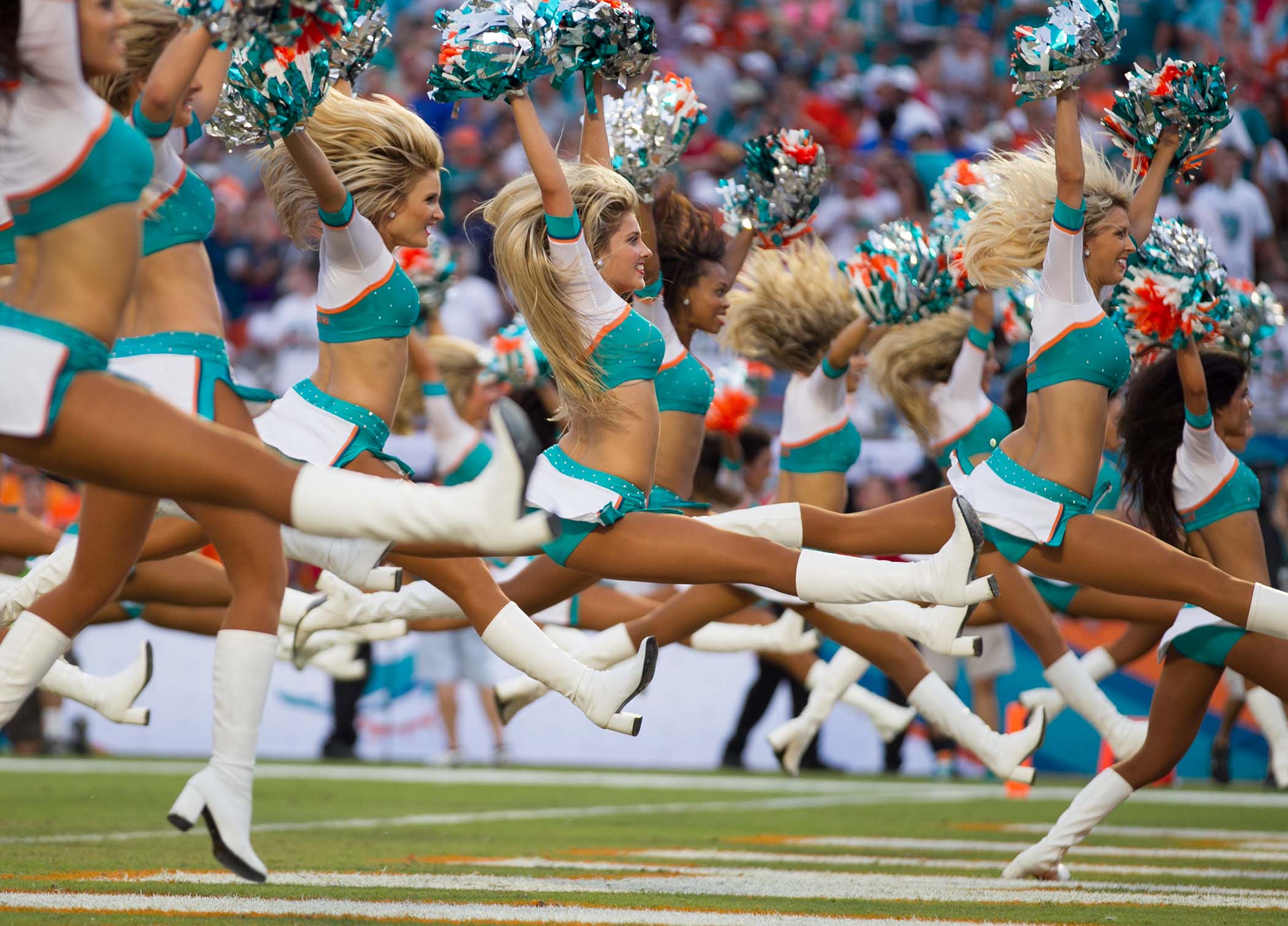 Miami Dolphins cheerleaders  Miami dolphins cheerleaders, Dolphins  cheerleaders, Hot cheerleaders