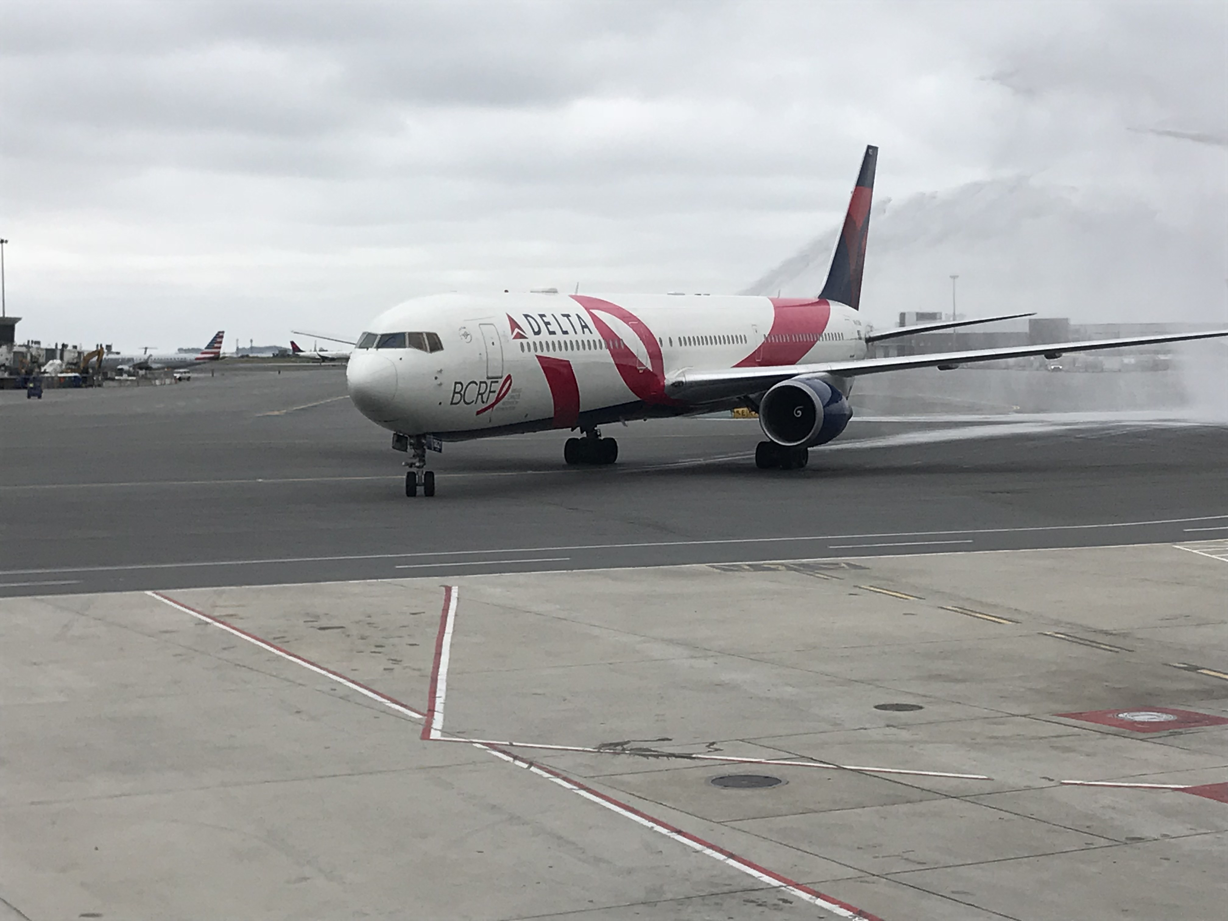 Delta airlines kids plane shaped pink backpack breast cancer awareness