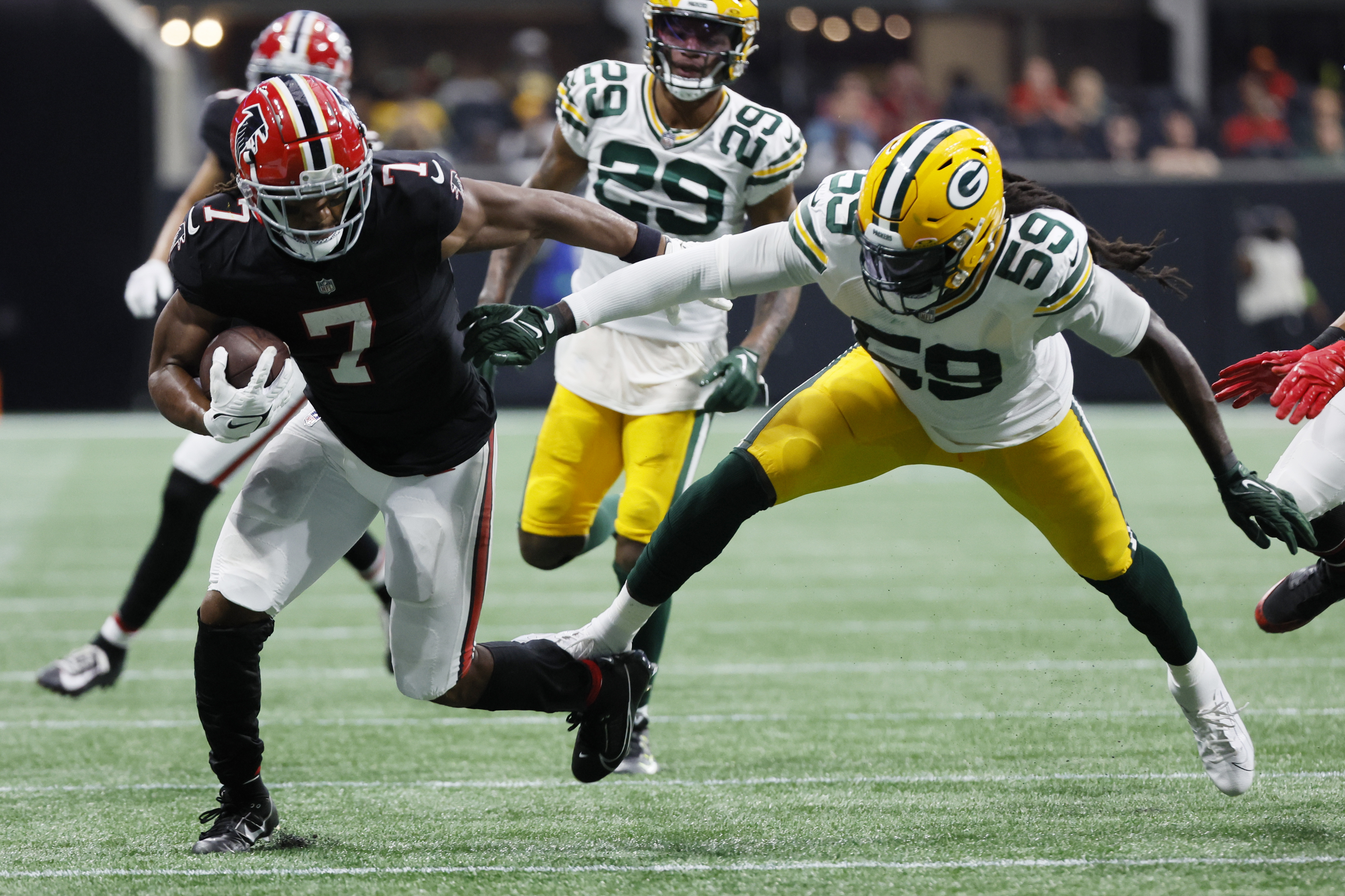 FILE - Atlanta Falcons running back Cordarrelle Patterson runs on his way  to scoring a touchdown during the first half of an NFL football game  against the Seattle Seahawks on Sept. 25