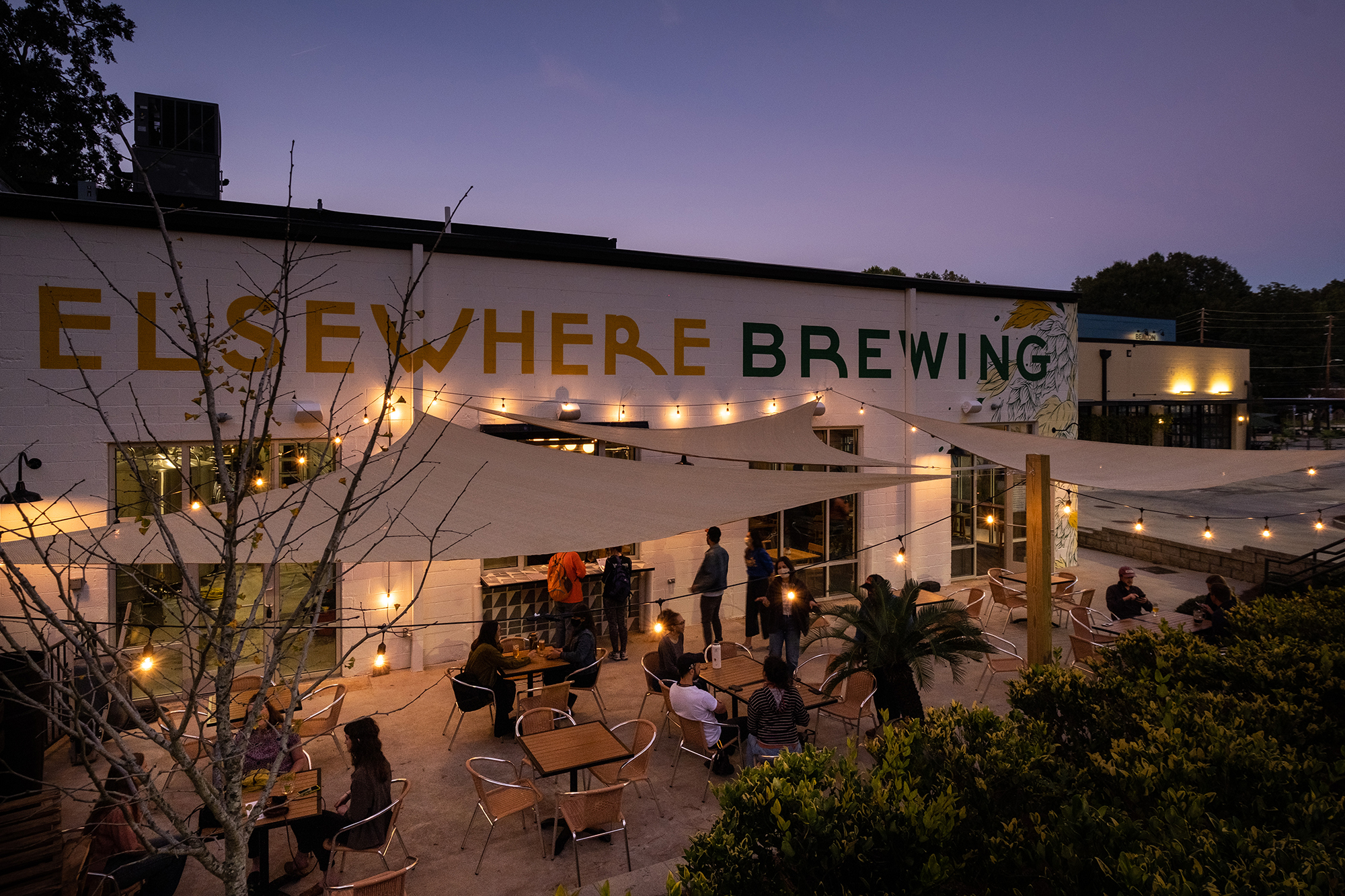 Elsewhere Brewing's setup at the Beacon complex in Grant Park includes a patio. (Courtesy of Elsewhere Brewing Co.)