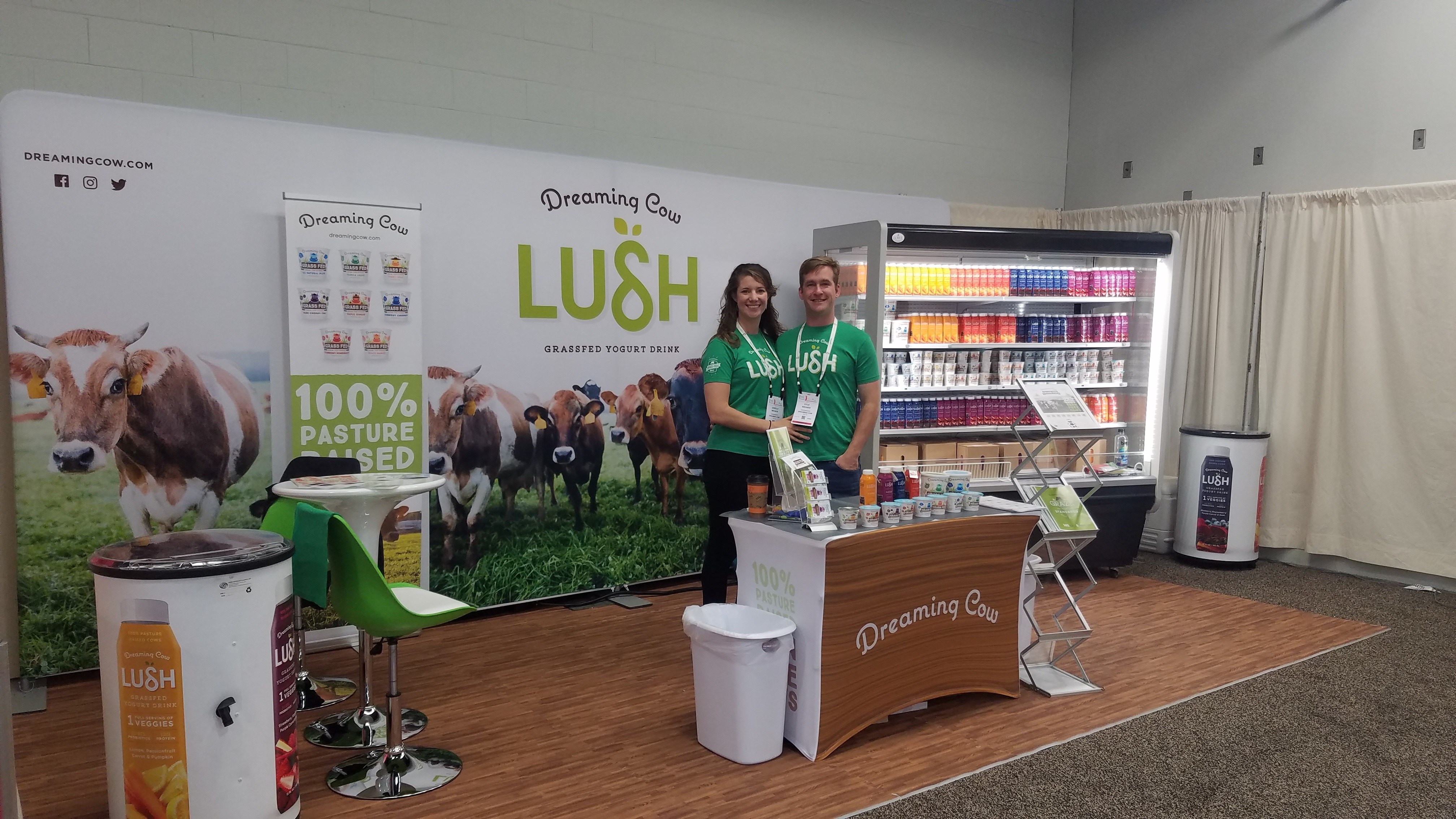 Janelle and Kyle Wehner do their own marketing, visitng trade shows across the country to introduce their newest product, LUSH drinkable yogurt. /Dreaming Cow