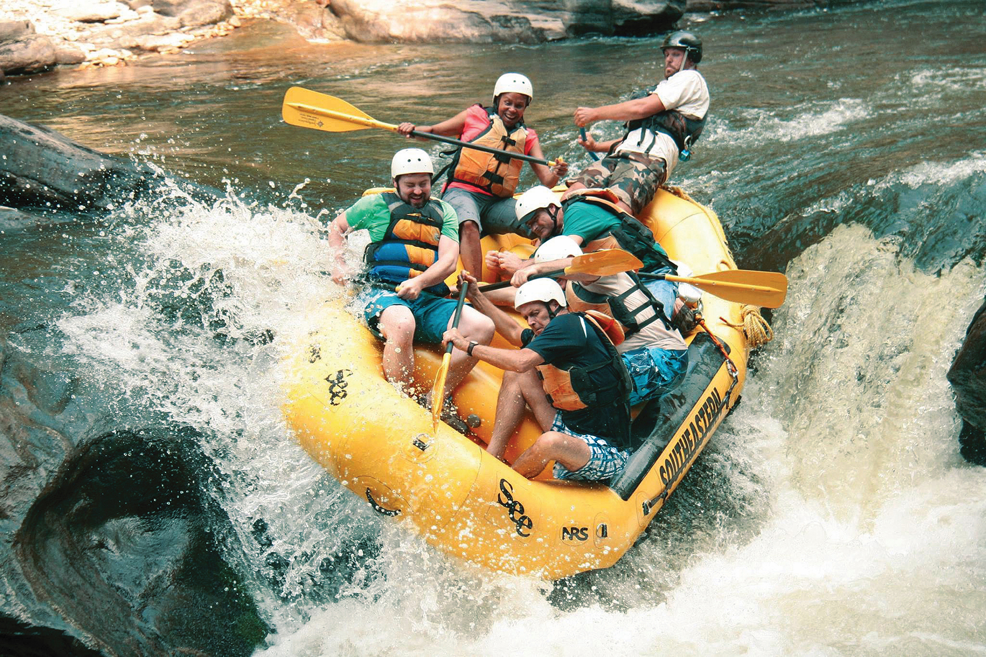 Southeastern Expeditions offers whitewater rafting trips on the Chattooga River, renowned for its Class III and IV rapids.
Courtesy of Southeastern Expeditions