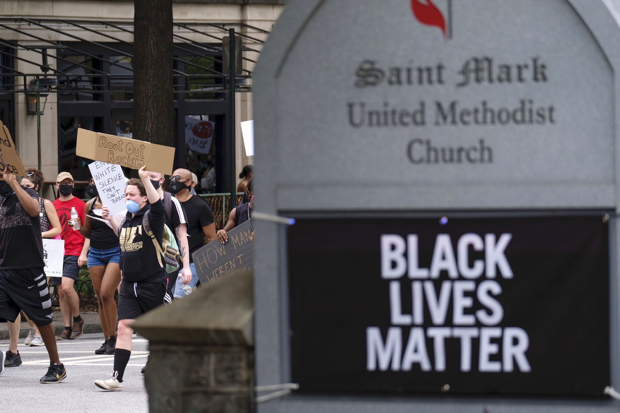A large group of demonstrators march from the Martin Luther King center toward Piedmont park June 6, 2020, as protests continued in Atlanta. Protests over the death of George Floyd in Minneapolis police custody continued around the United States, as his case renewed anger about others involving African Americans, police and race relations. BEN GRAY FOR THE ATLANTA JOURNAL CONSTITUTION