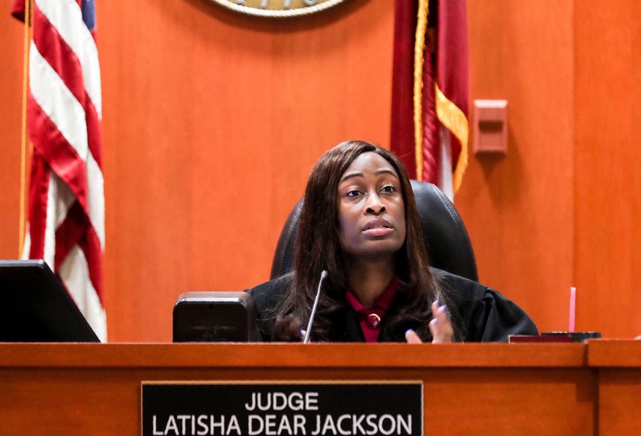 DeKalb County Judge LaTisha Dear Jackson at the sentencing hearing for Robert “Chip” Olsen. AJC/Alyssa Pointer