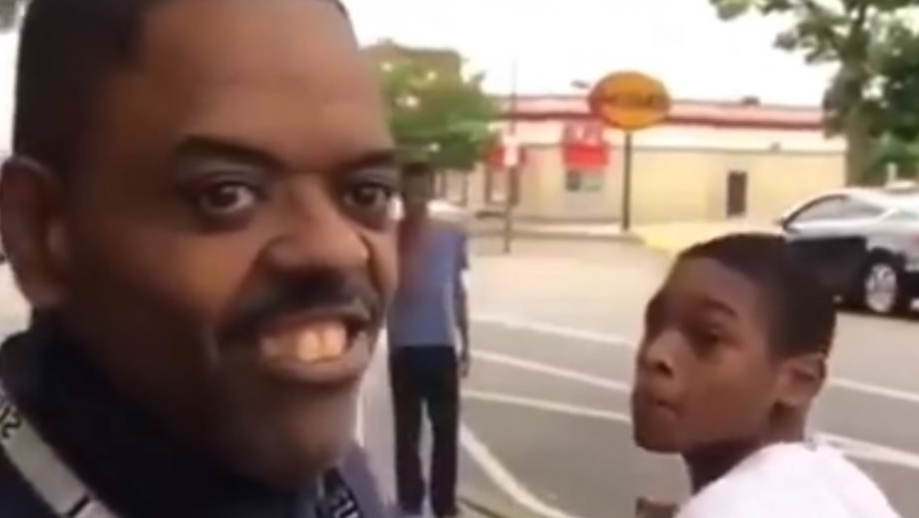 A still from the video that was posted to Facebook, showing one of the suspects getting ready to sucker punch 38-year-old Mark Smith. Police have now caught the four boys accused in the attack.
