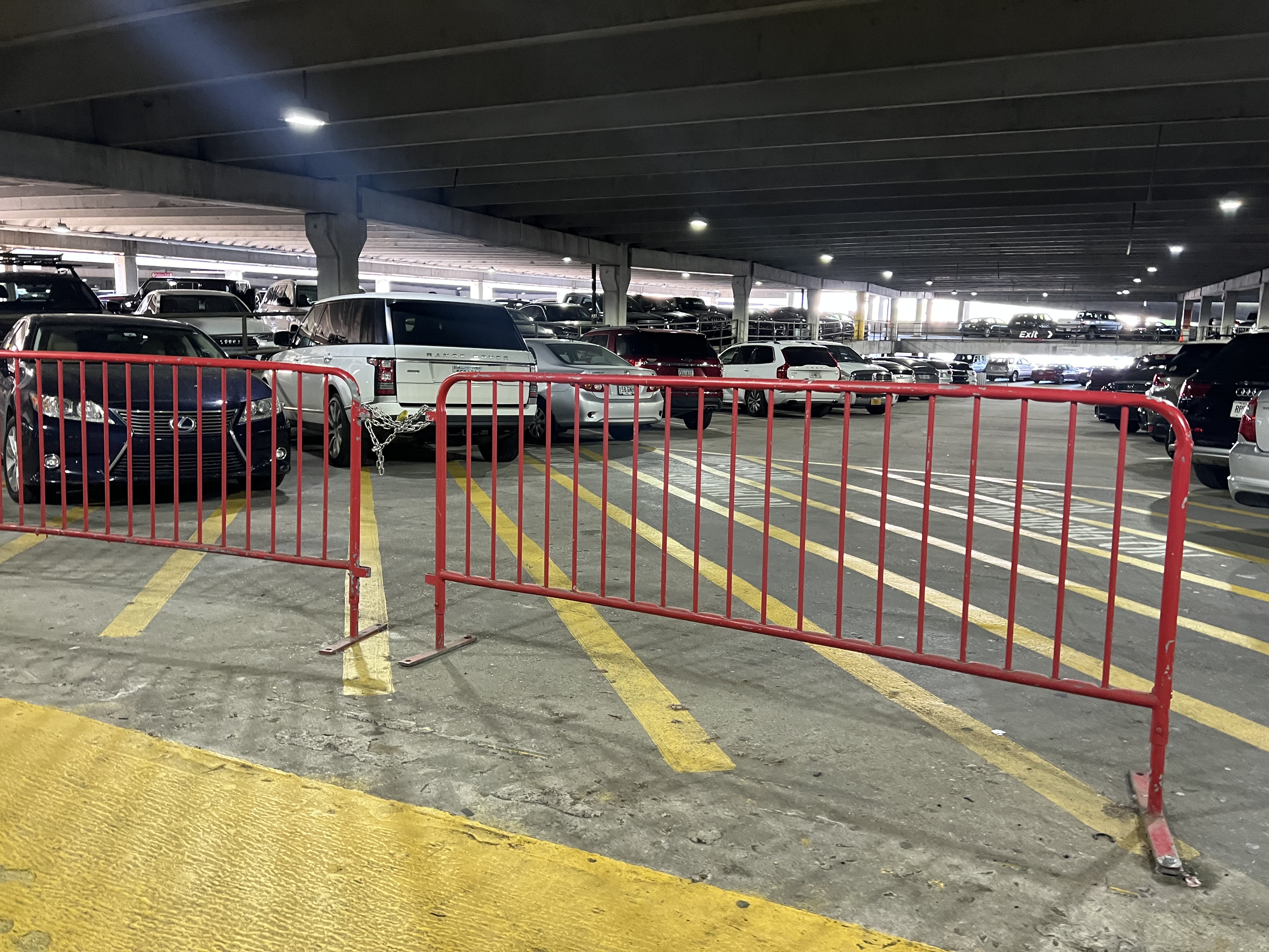 A portion of the domestic terminal's South parking deck at Hartsfield-Jackson International Airport was closed off starting April 20, 2022 for construction work.