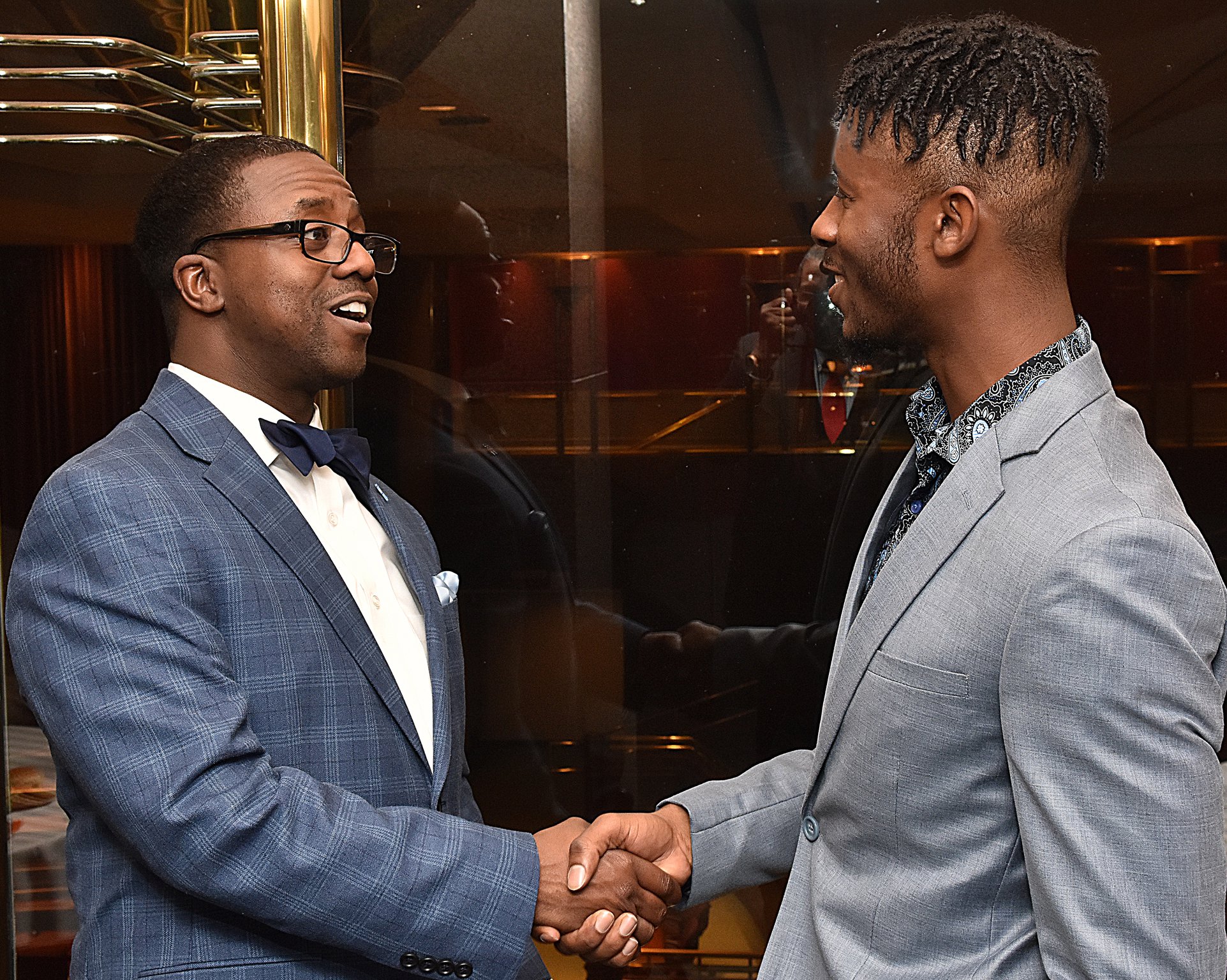 About a dozen former interns, including Morehouse student Qualon Bobbitt (right), turned out last week to see Clyde Mize sworn in as president of the Gate City Bar Association. Bobbitt is a beneficiary of the diversity program Mize founded at Morris, Manning & Martin to encourage minority students to pursue law degrees. CONTRIBUTED BY DON MORGAN PHOTOGRAPHY